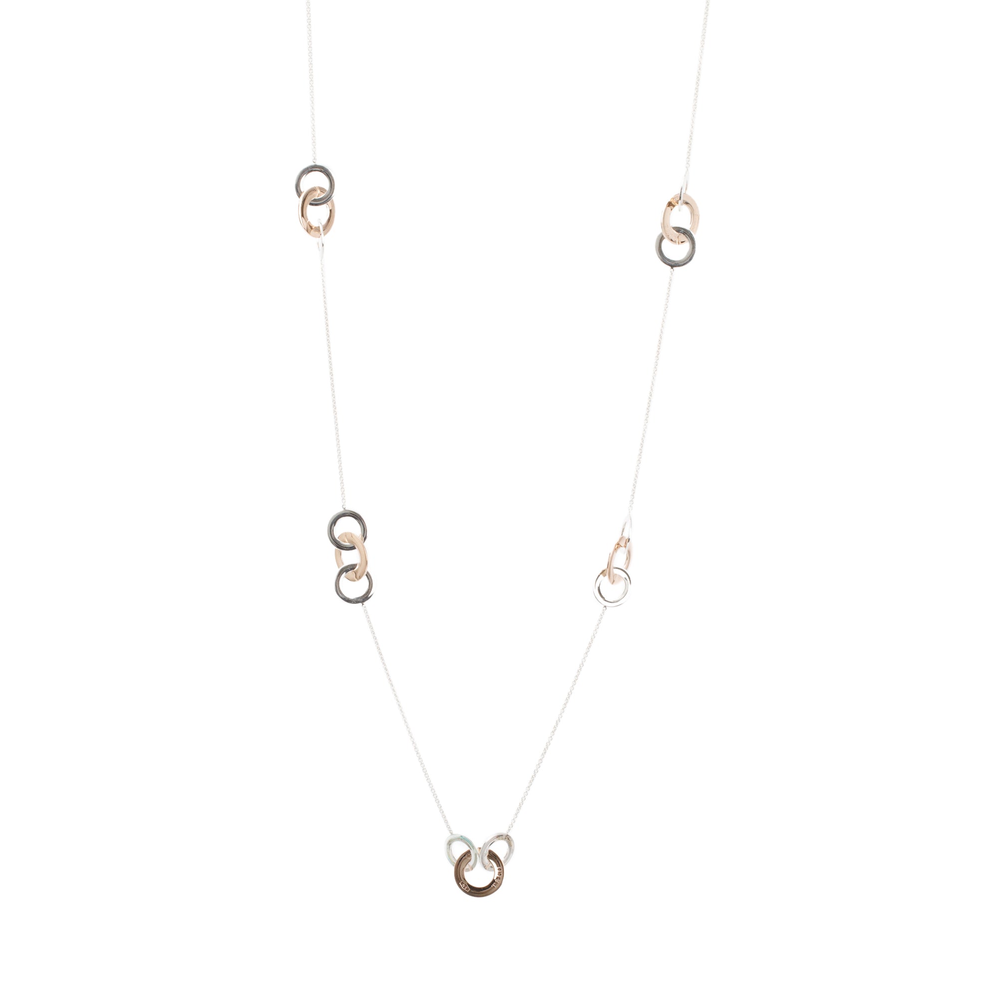 Tiffany & Co. Sterling Silver & Rubedo Metal 1837 Interlocking Circles Necklace