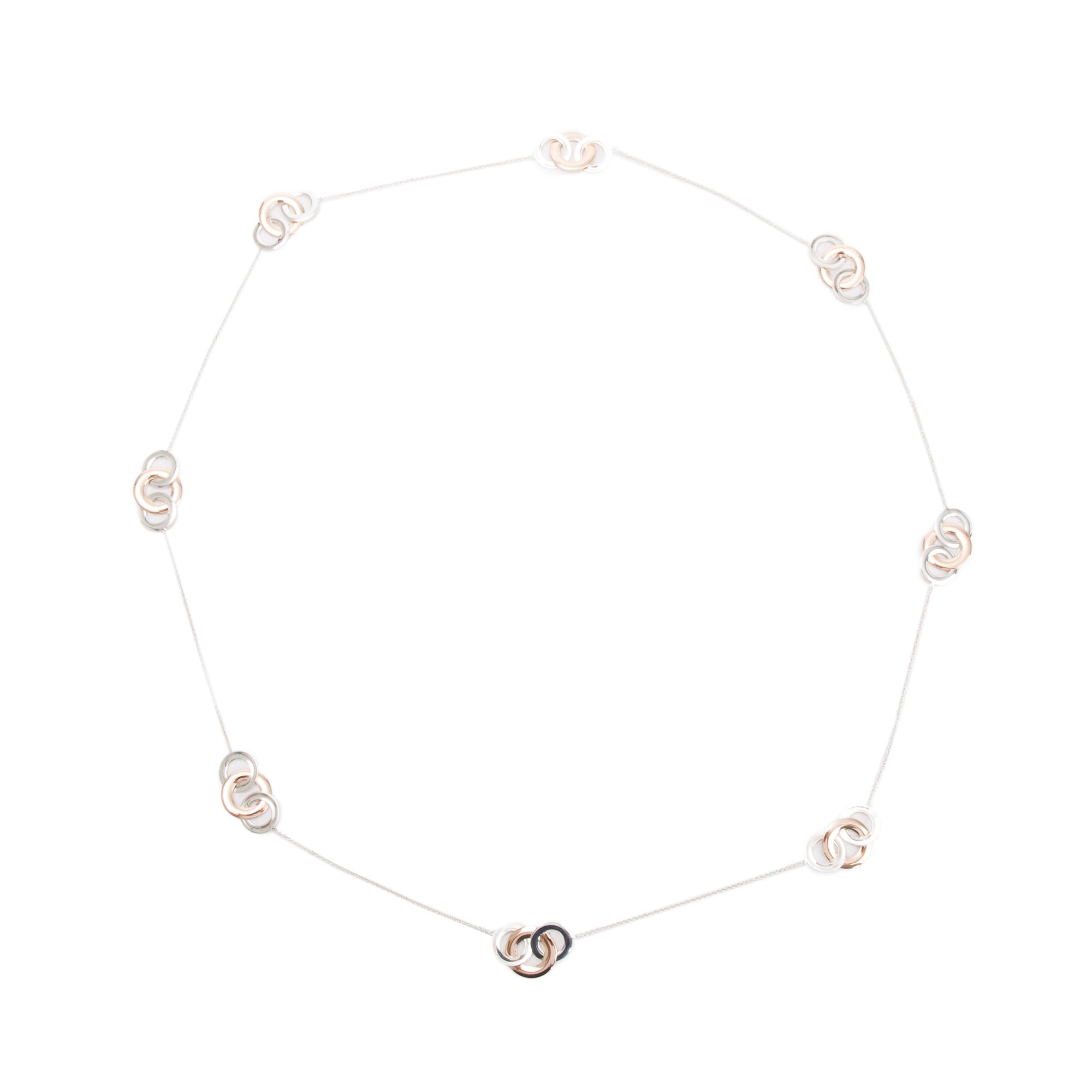 Tiffany & Co. Sterling Silver & Rubedo Metal 1837 Interlocking Circles Necklace