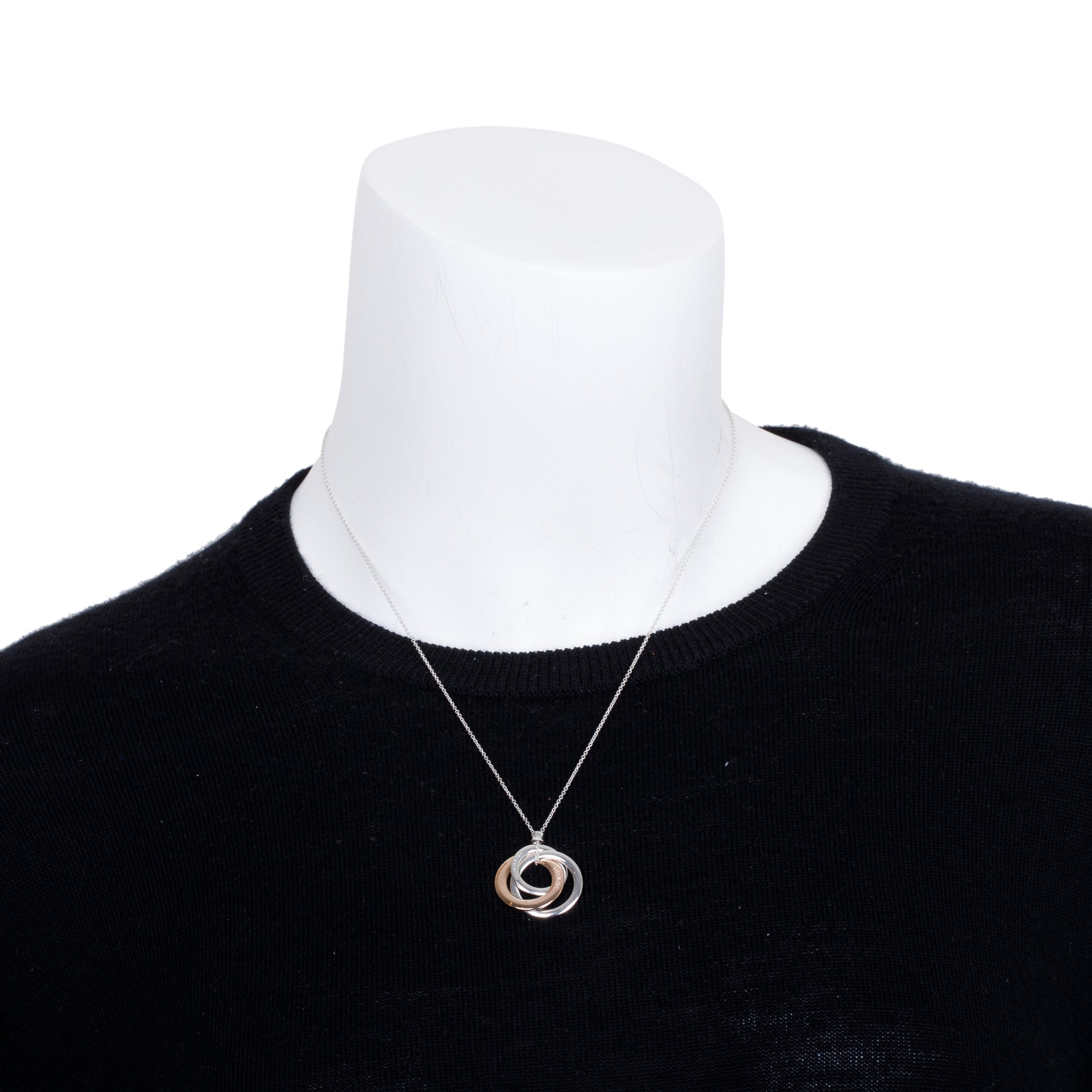 Tiffany & Co. Sterling Silver & Rubedo Metal 1837 Interlocking Circles Pendant Necklace