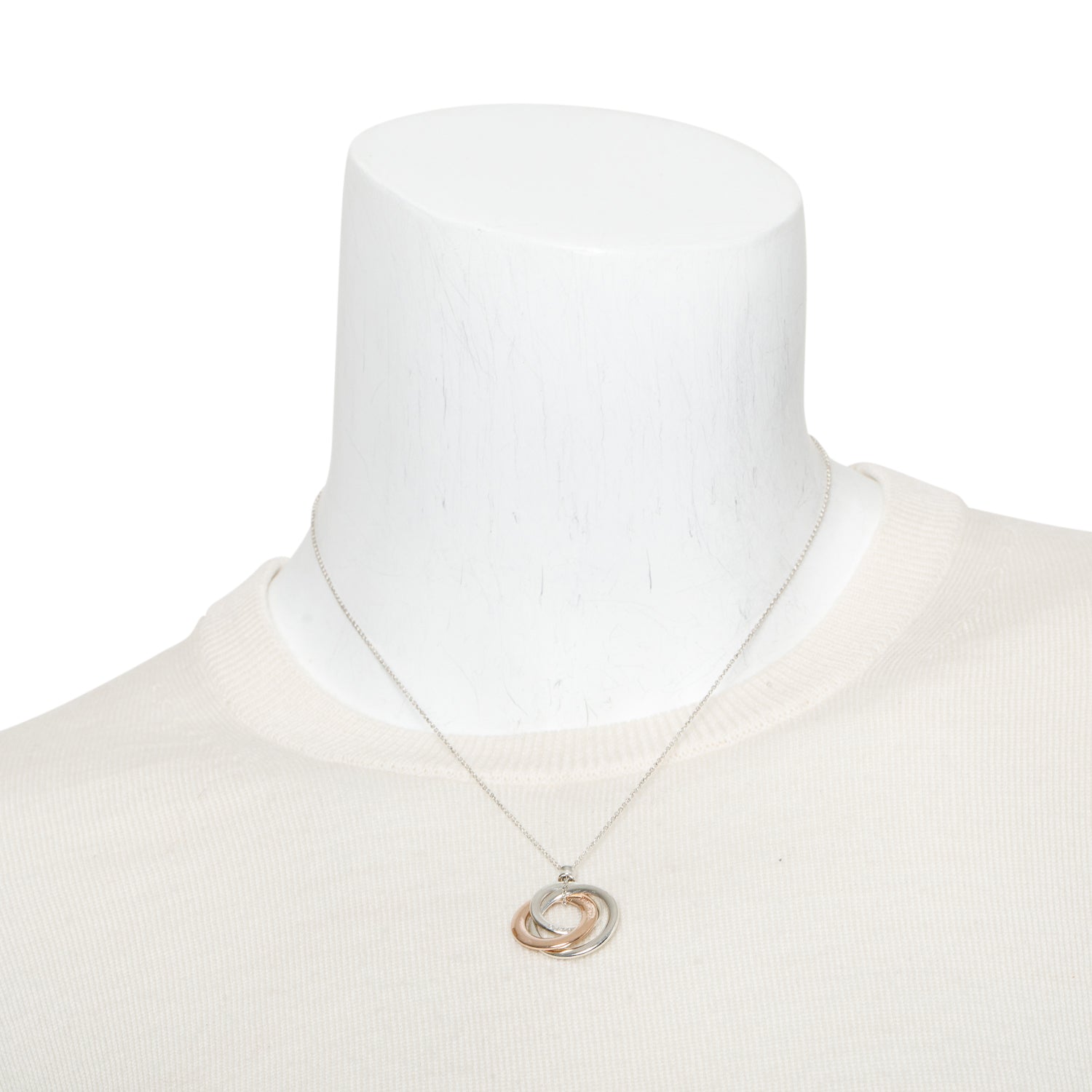 Tiffany & Co. Sterling Silver & Rubedo Metal 1837 Interlocking Circles Pendant Necklace