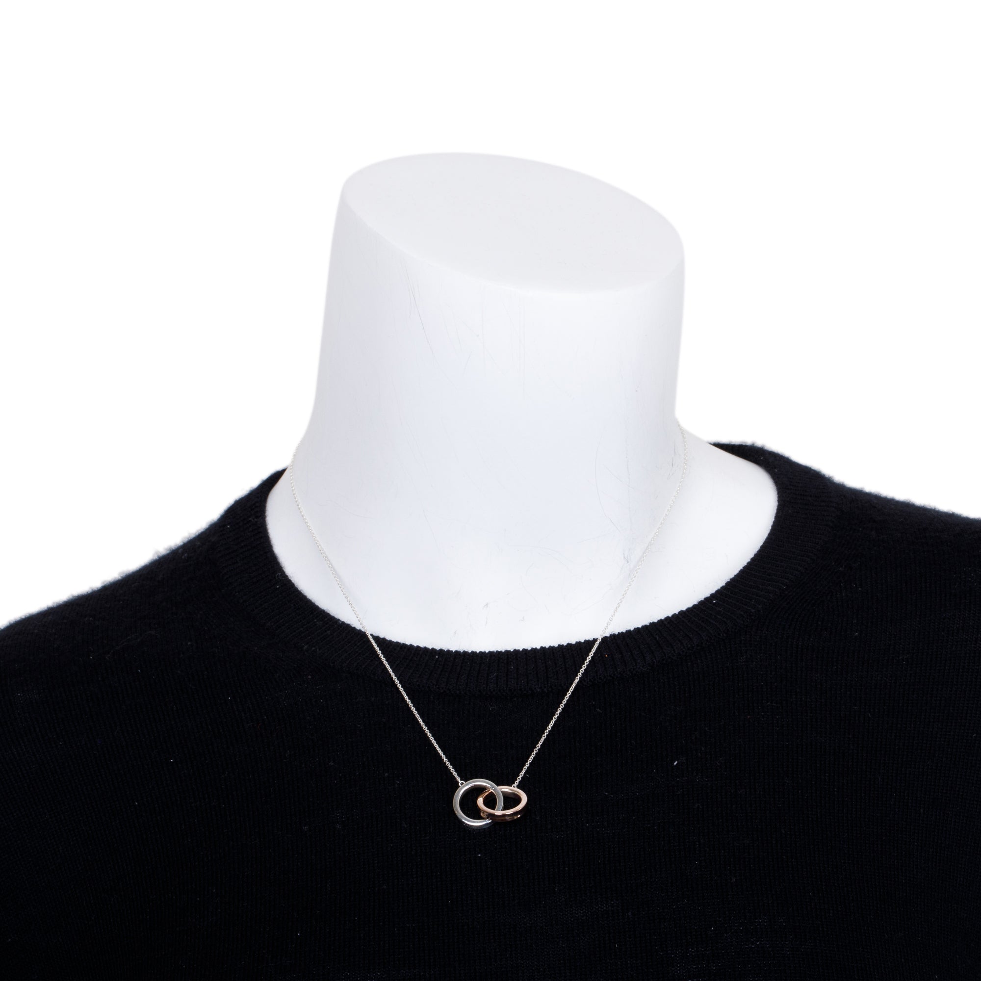 Tiffany & Co. Sterling Silver & Rubedo Metal 1837 Interlocking Circles Pendant Necklace