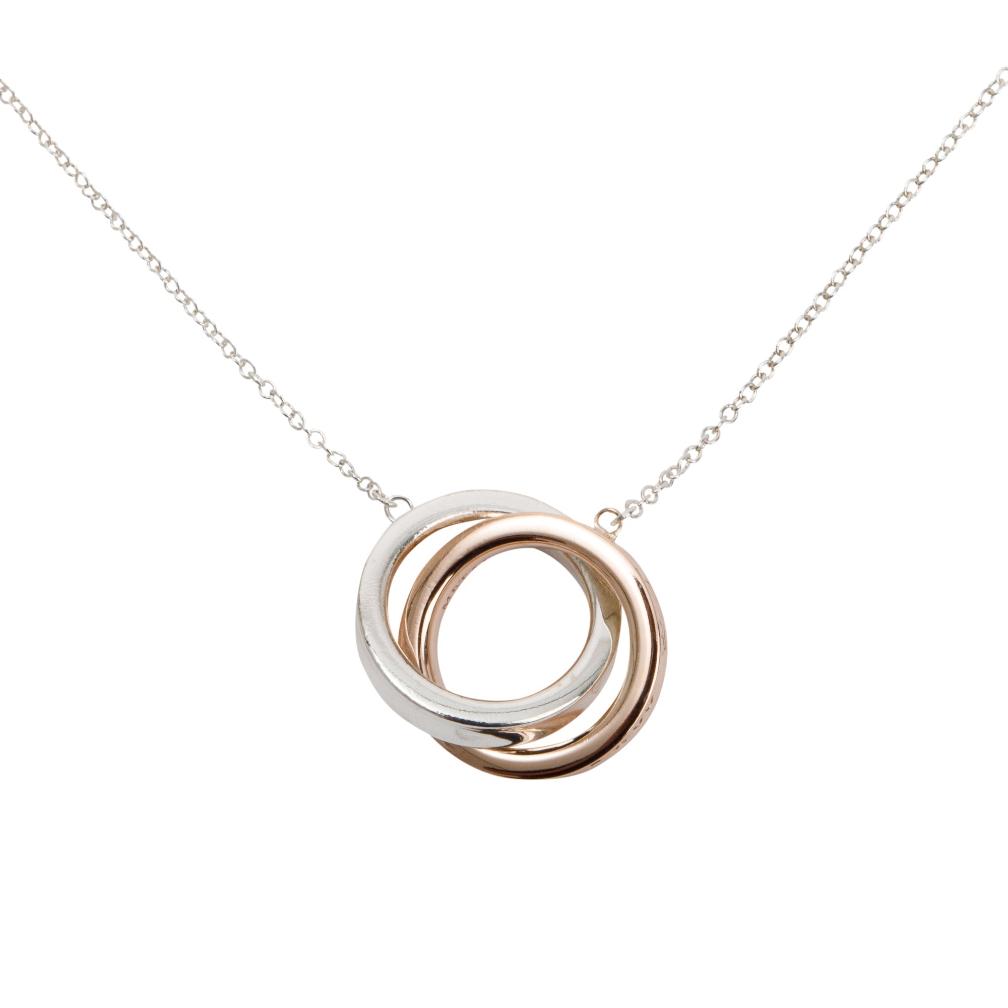 Tiffany & Co. Sterling Silver & Rubedo Metal 1837 Interlocking Circles Pendant Necklace