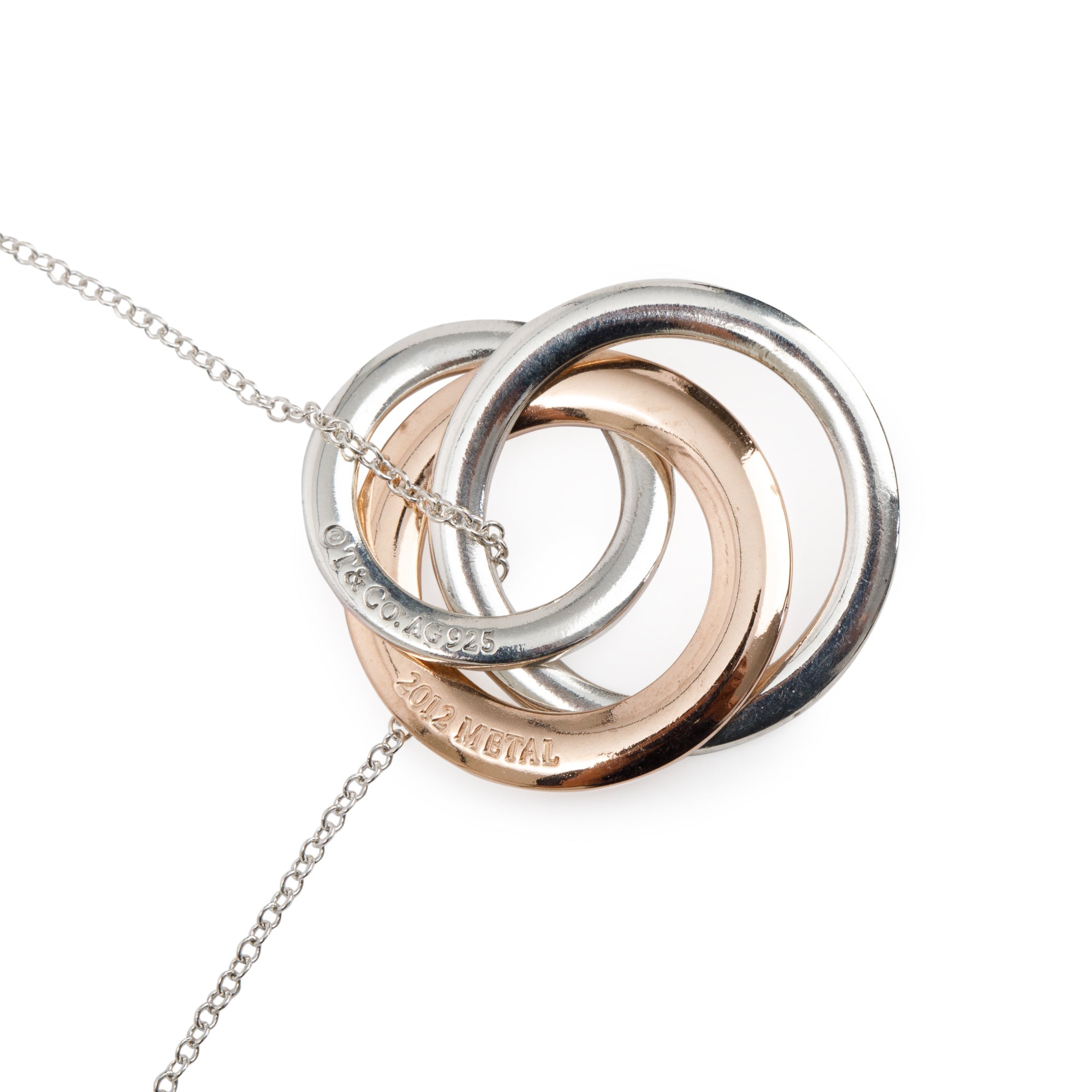 Tiffany & Co. Sterling Silver & Rubedo Metal 1837 Interlocking Circles Pendant Necklace