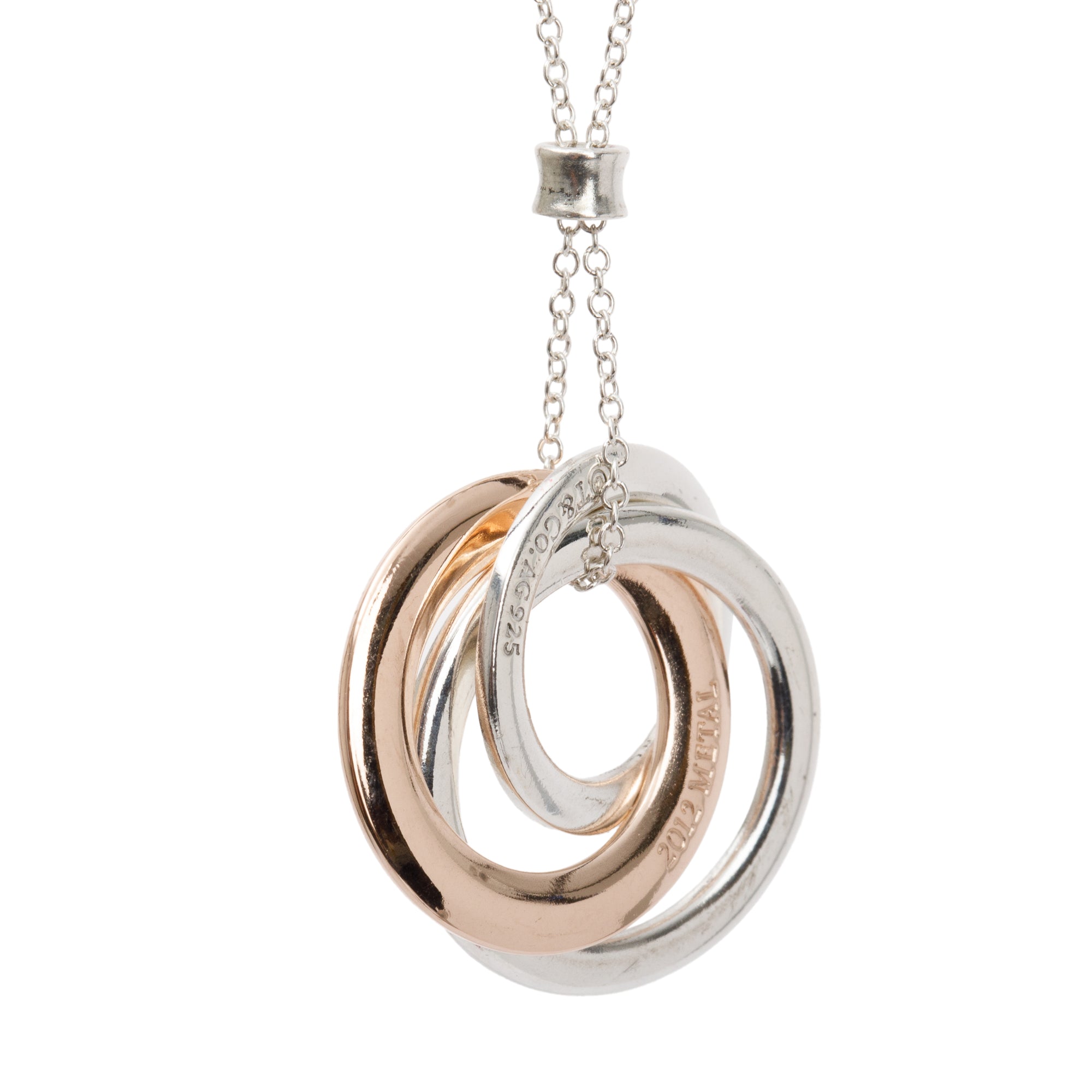 Tiffany & Co. Sterling Silver & Rubedo Metal 1837 Interlocking Circles Pendant Necklace