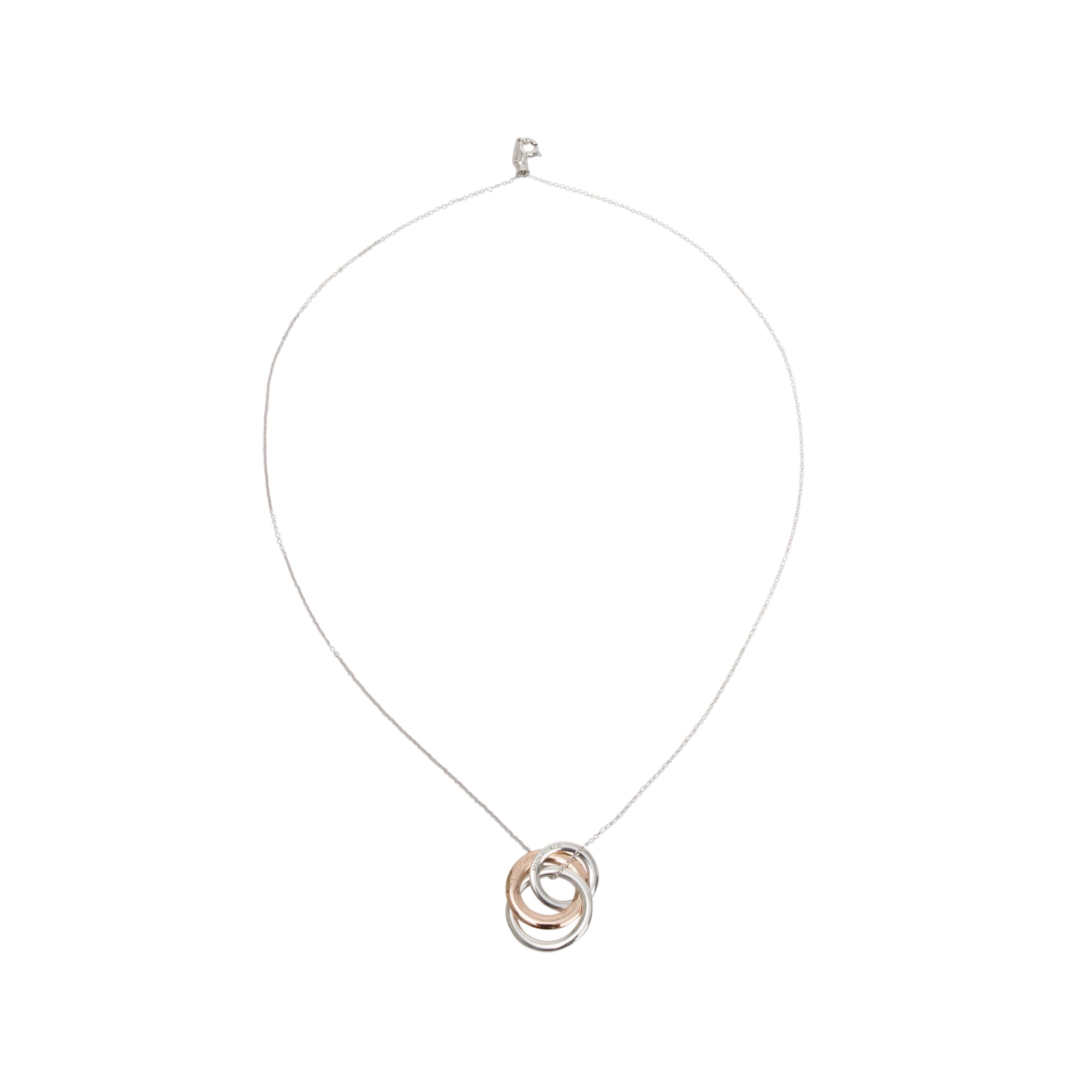 Tiffany & Co. Sterling Silver & Rubedo Metal 1837 Interlocking Circles Pendant Necklace