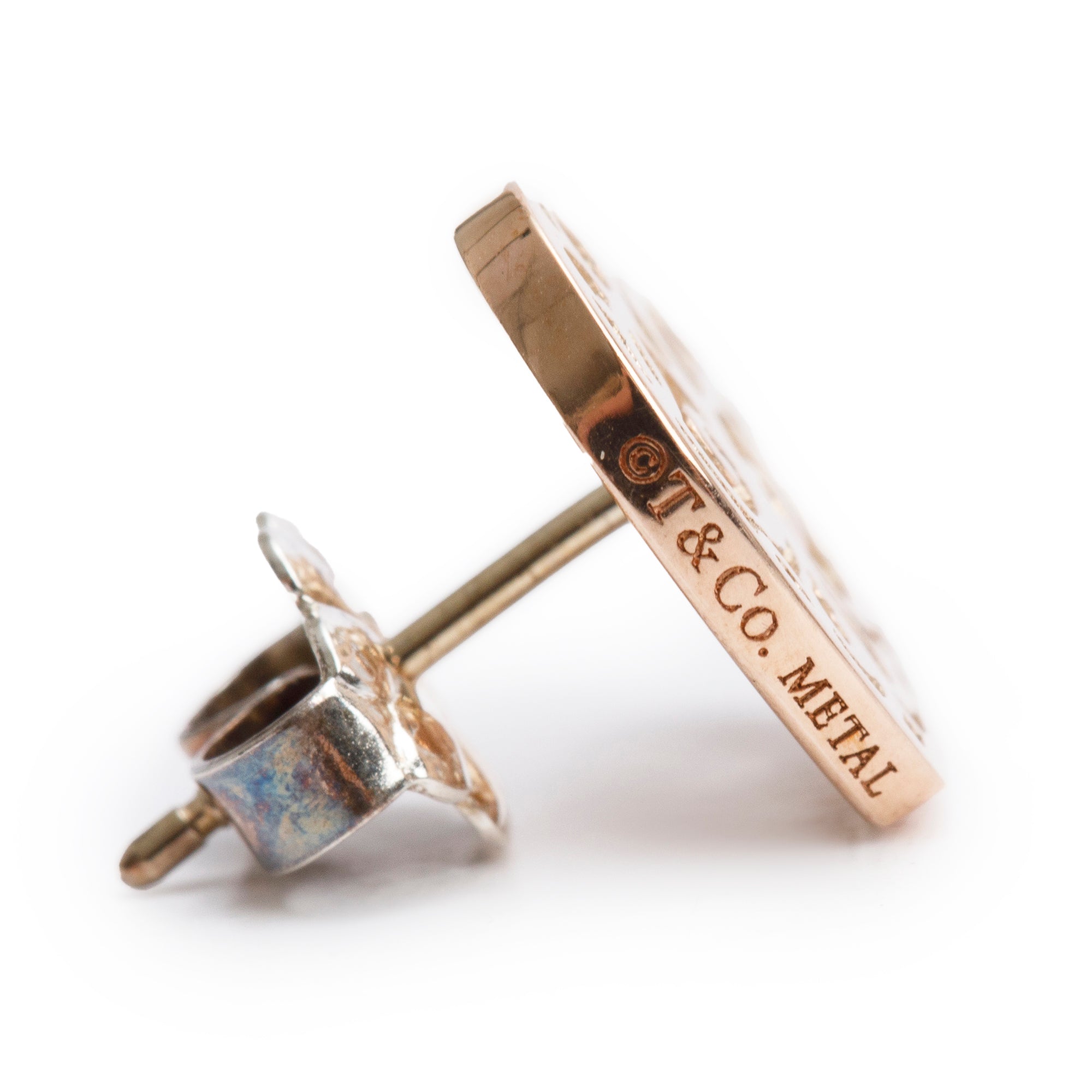 Tiffany & Co. Sterling Silver & Rubedo Metal Enchant Heart Stud Earrings