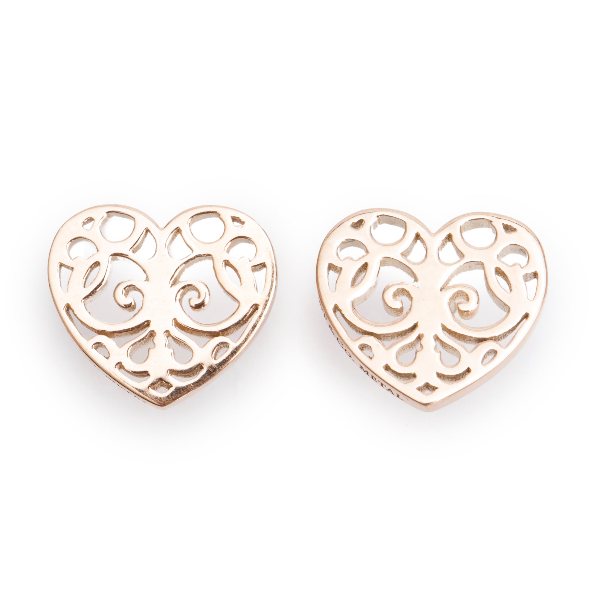 Tiffany & Co. Sterling Silver & Rubedo Metal Enchant Heart Stud Earrings