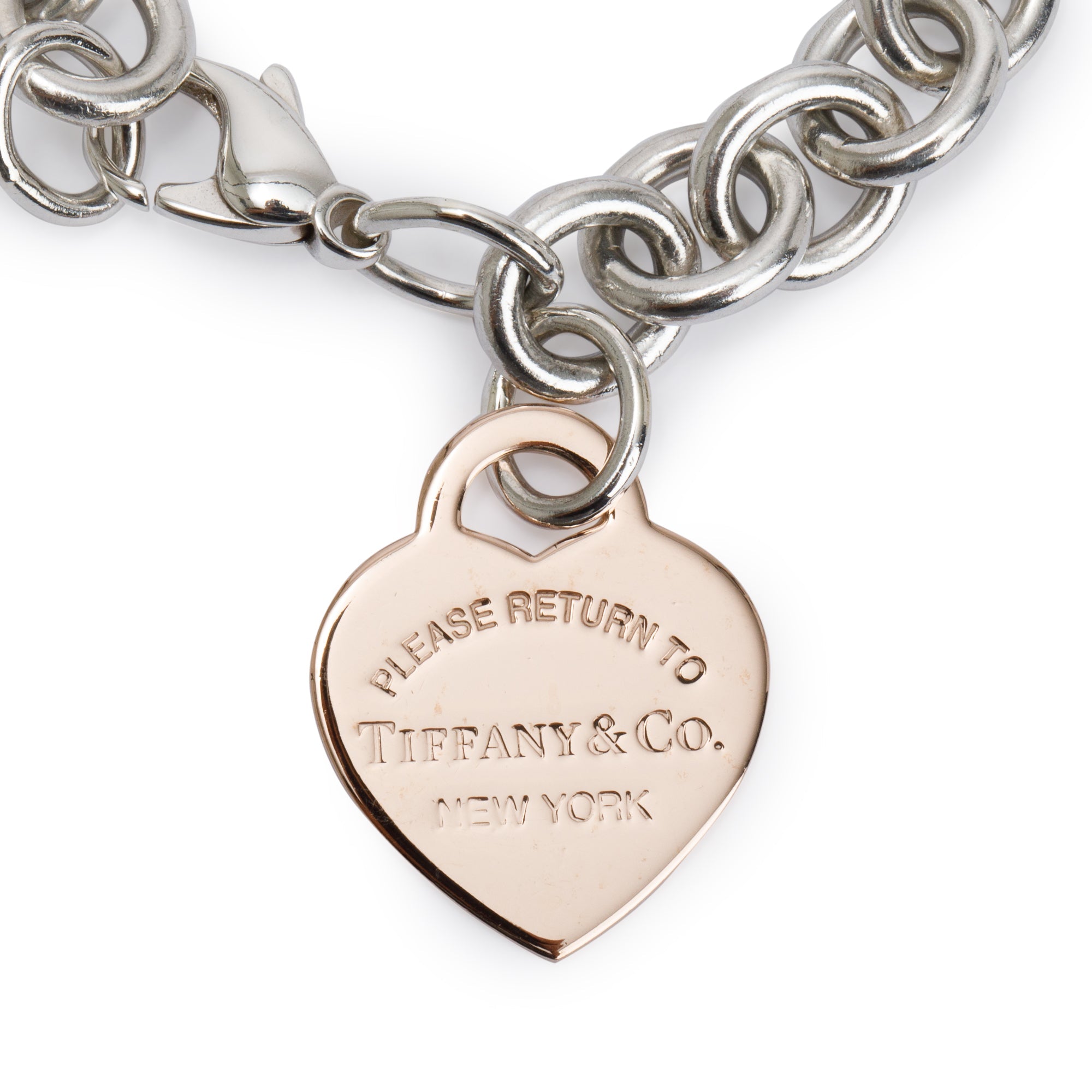 Tiffany & Co. Sterling Silver & Rubedo Metal Return to Tiffany Heart Tag Charm Bracelet