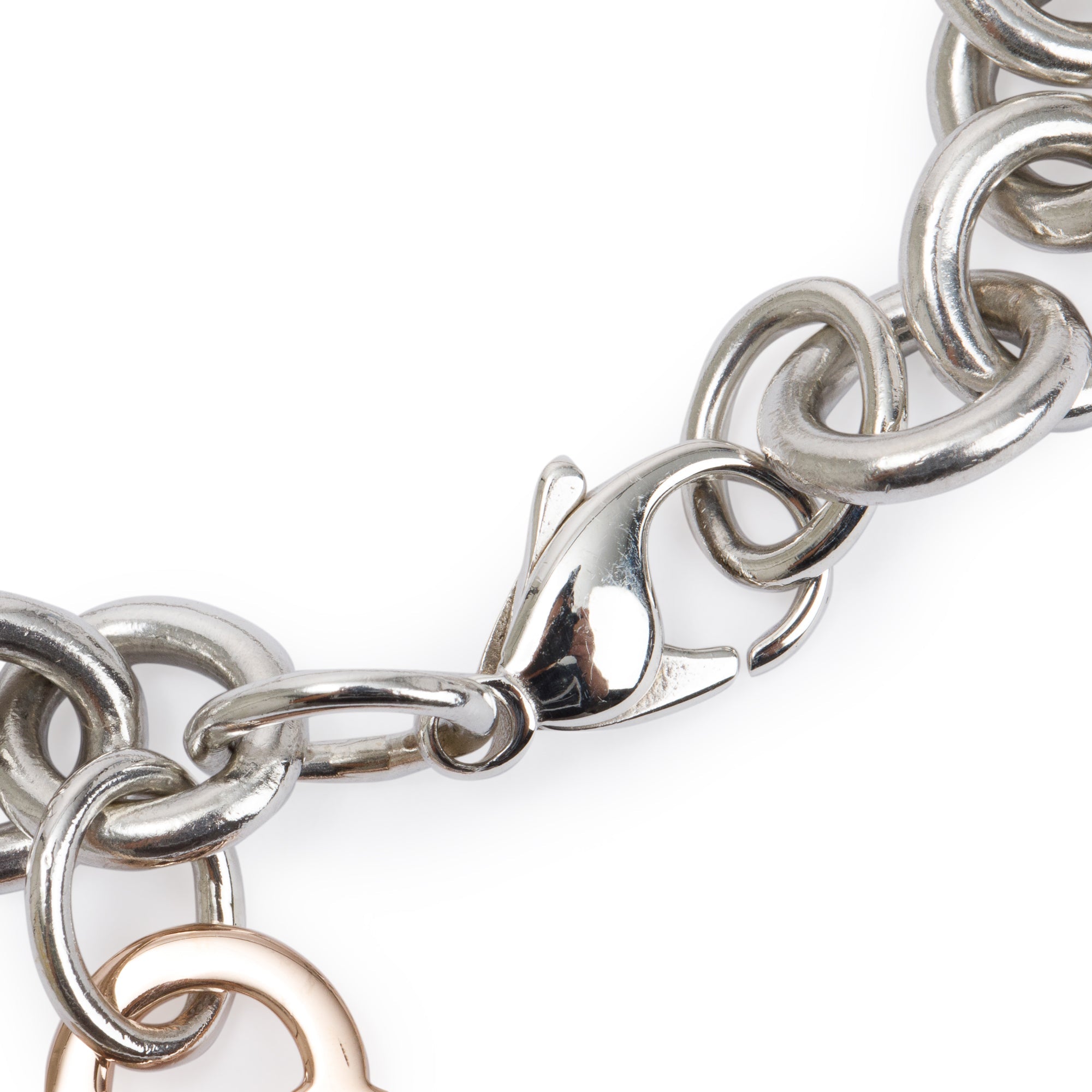 Tiffany & Co. Sterling Silver & Rubedo Metal Return to Tiffany Heart Tag Charm Bracelet