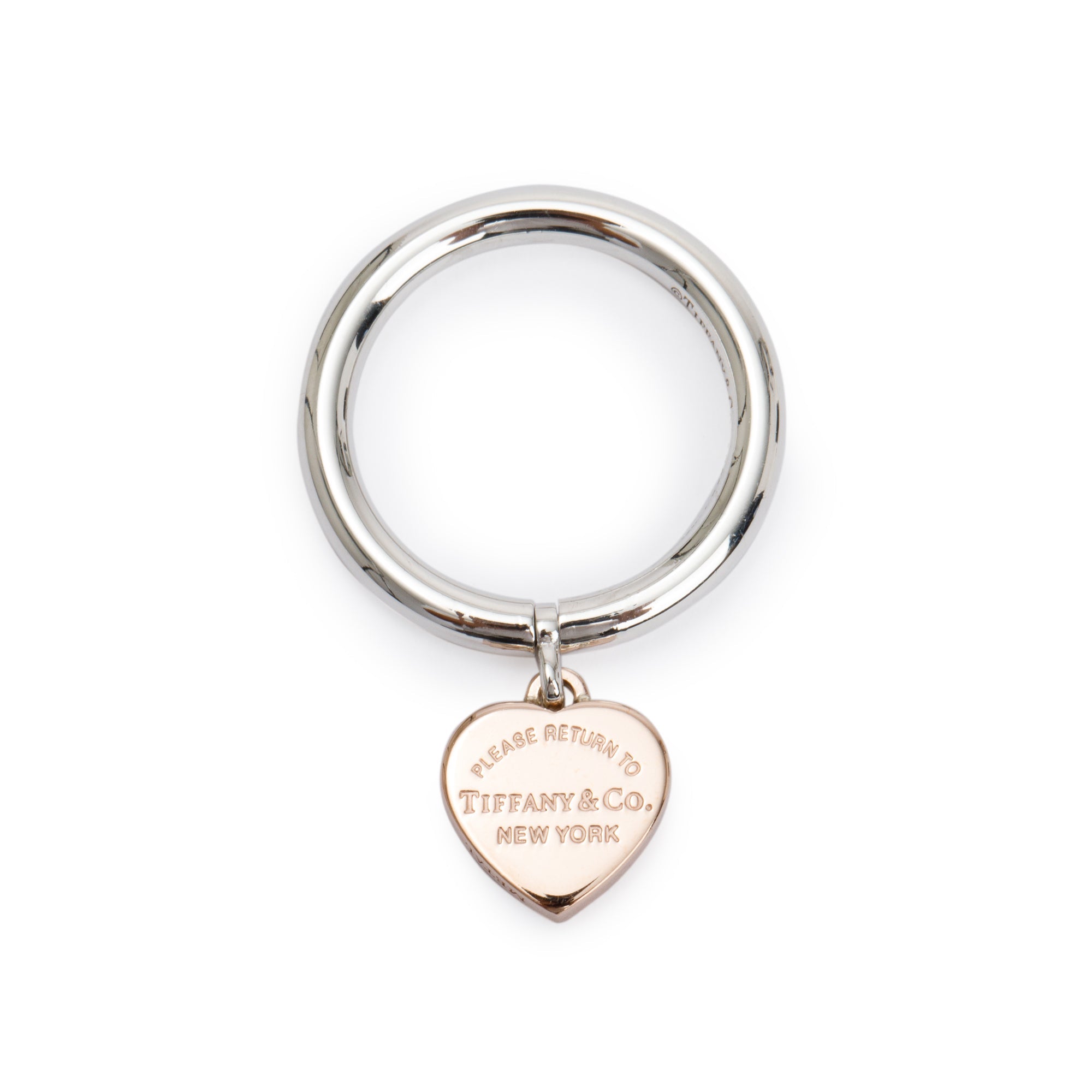 Tiffany & Co. Sterling Silver & Rubedo Metal Return to Tiffany Mini Heart Tag Ring, Size 6