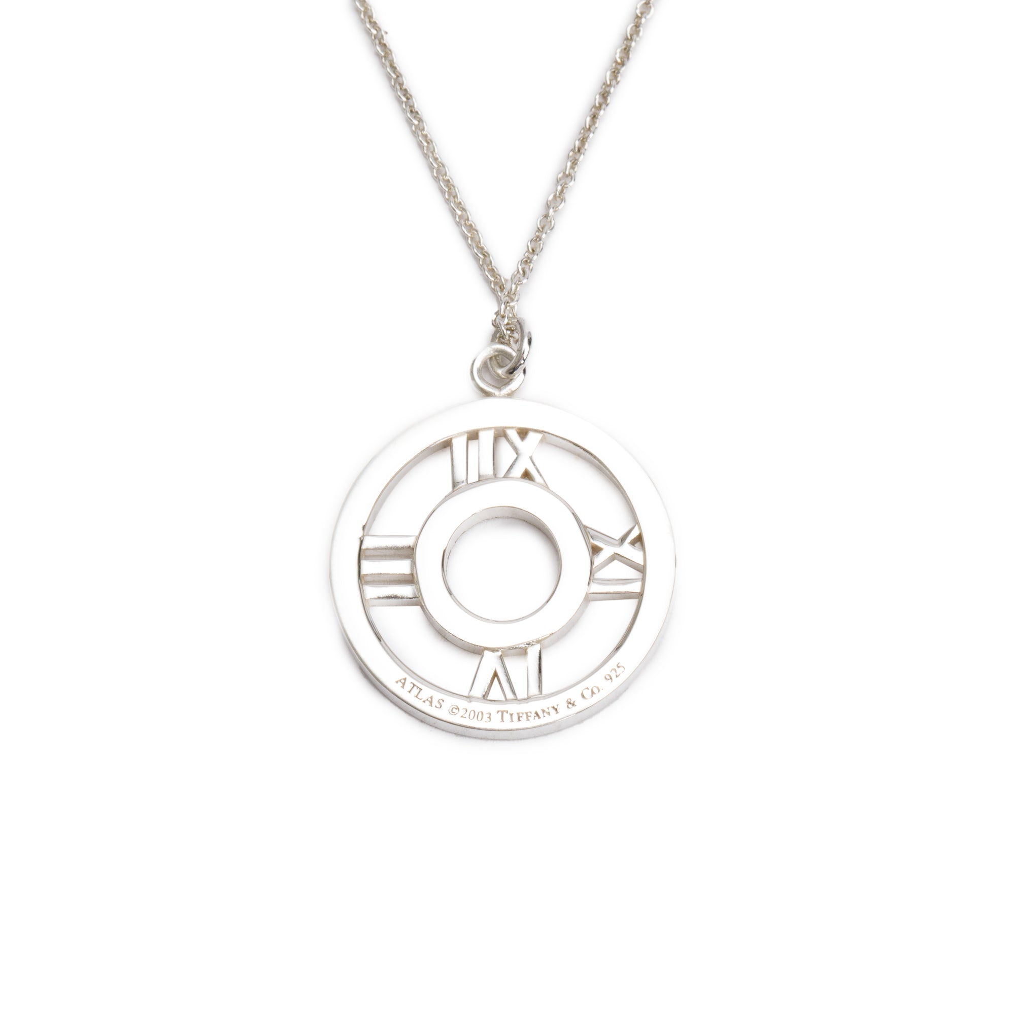 Tiffany & Co. Sterling Silver Small Atlas Pierced Circle Pendant Necklace