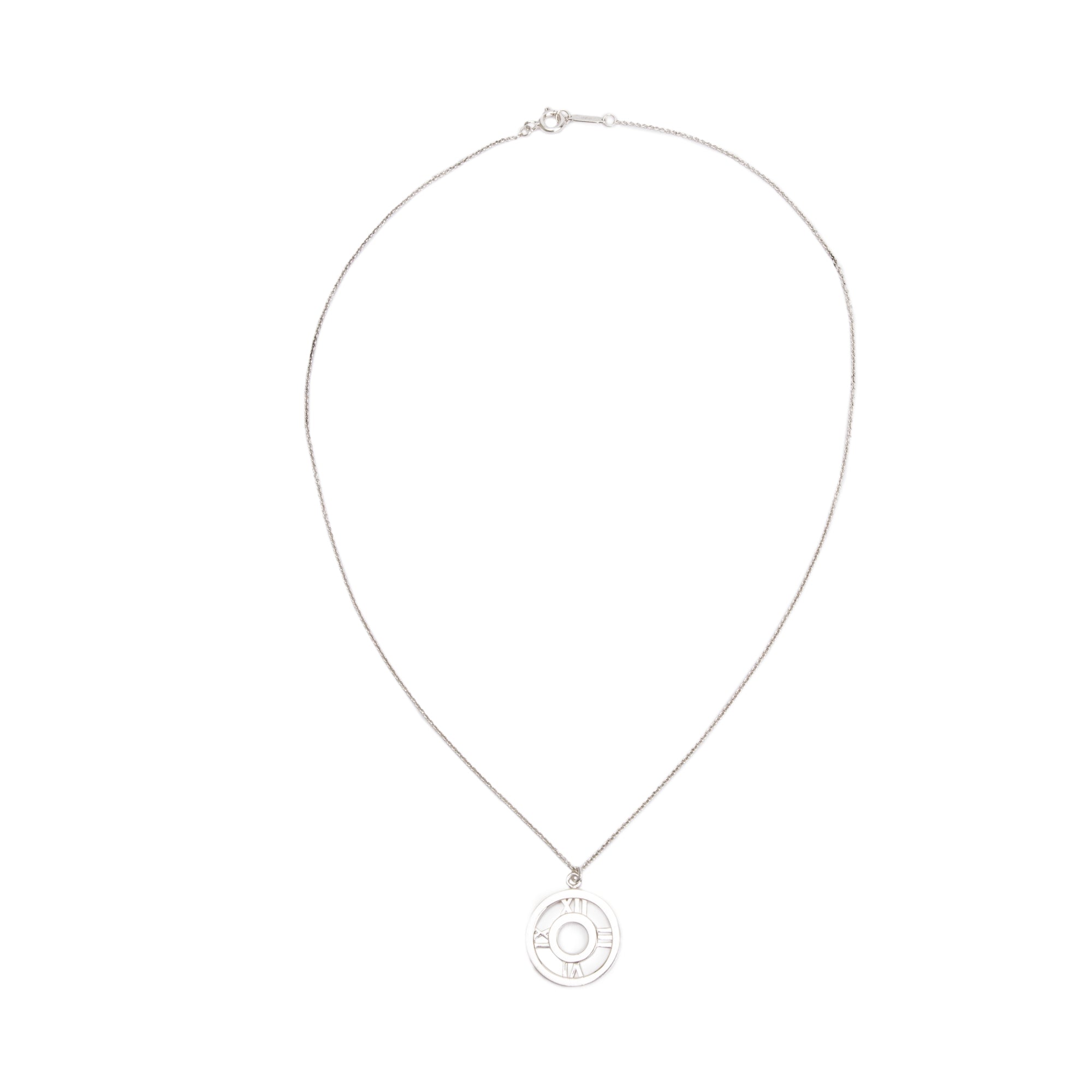Tiffany & Co. Sterling Silver Small Atlas Pierced Circle Pendant Necklace