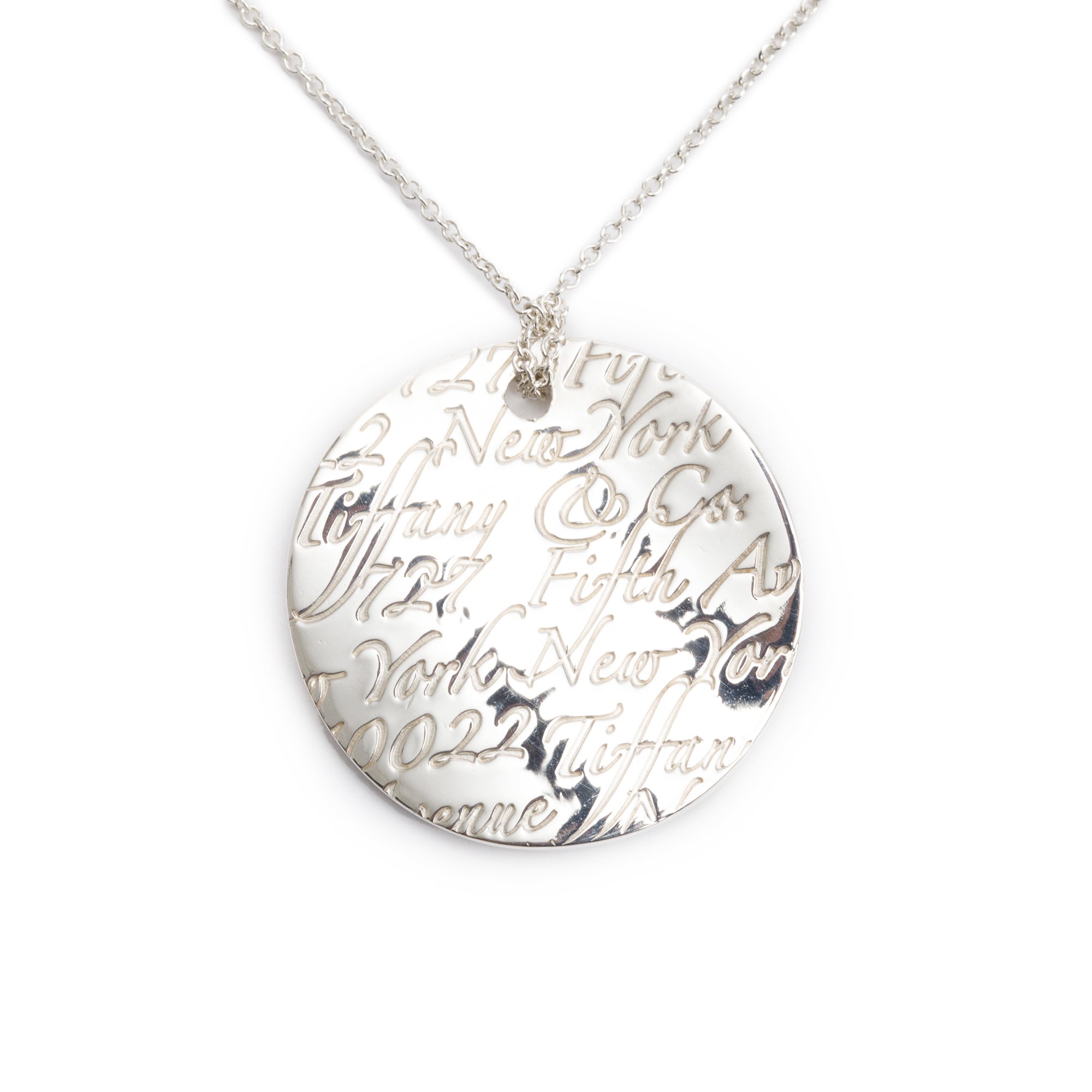Tiffany & Co. Sterling Silver Small Notes Round Pendant Necklace