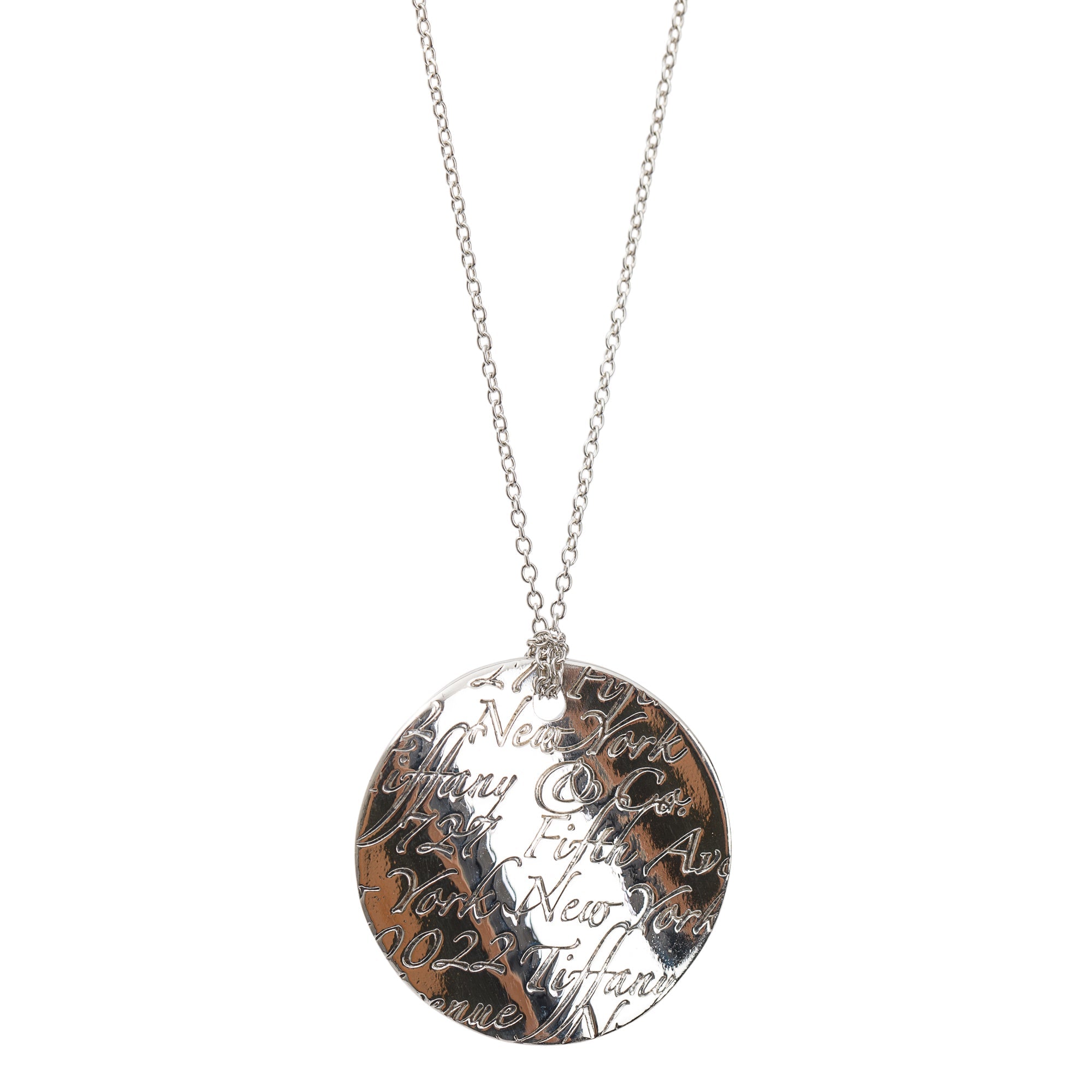Tiffany & Co. Sterling Silver Small Notes Round Pendant Necklace
