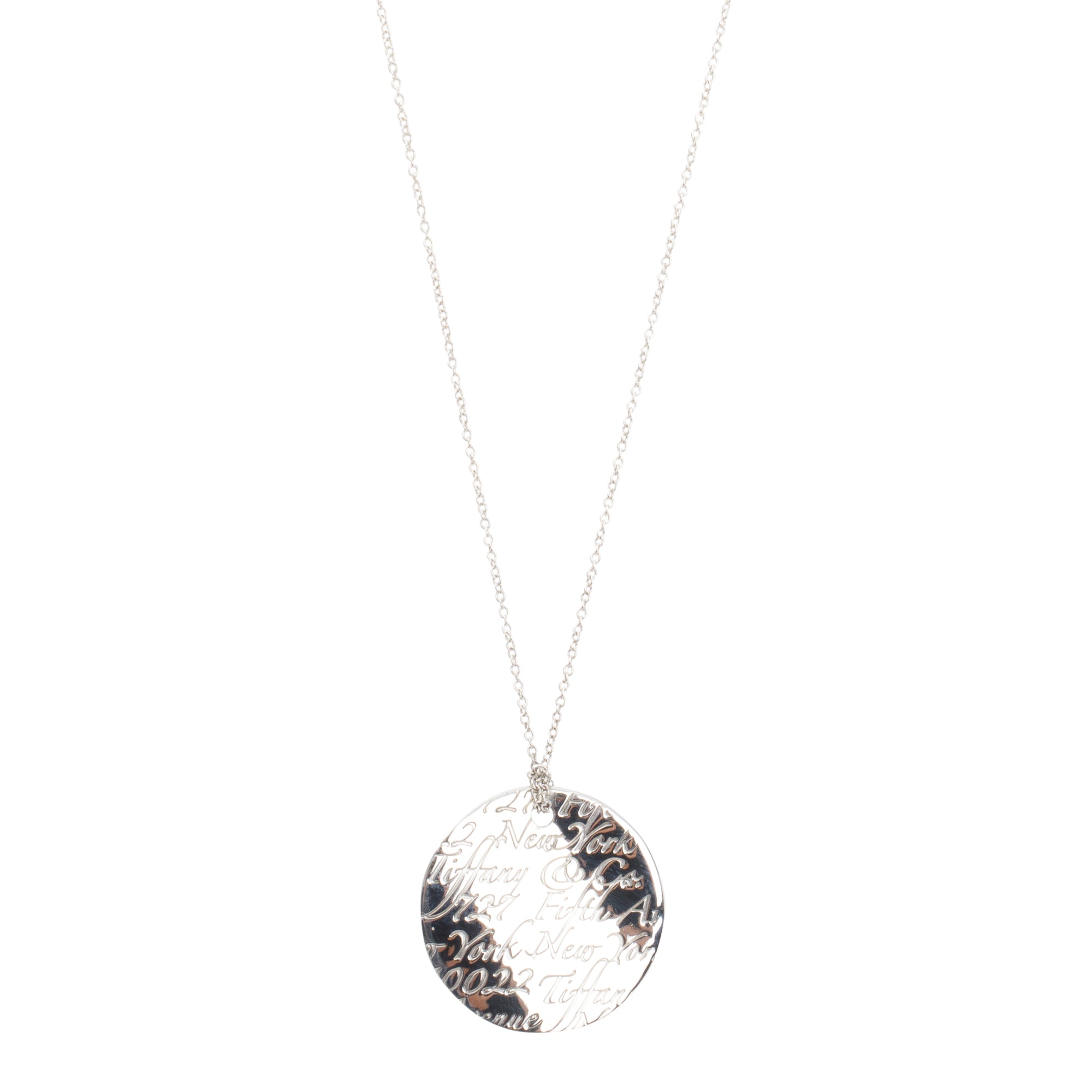 Tiffany & Co. Sterling Silver Small Notes Round Pendant Necklace