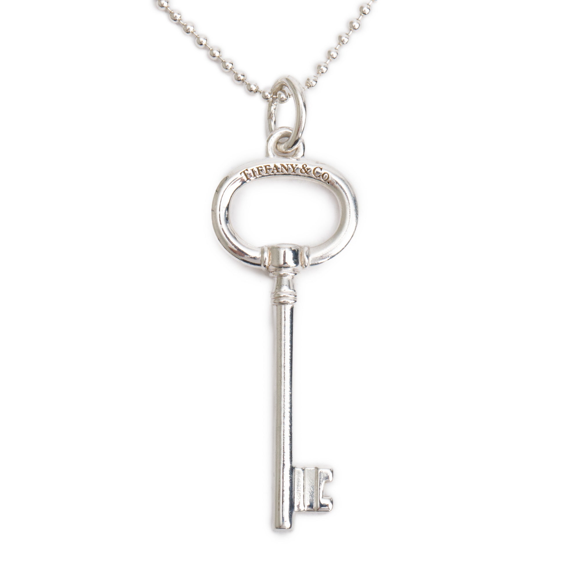 Tiffany & Co. Sterling Silver Small Oval Key Pendant Necklace