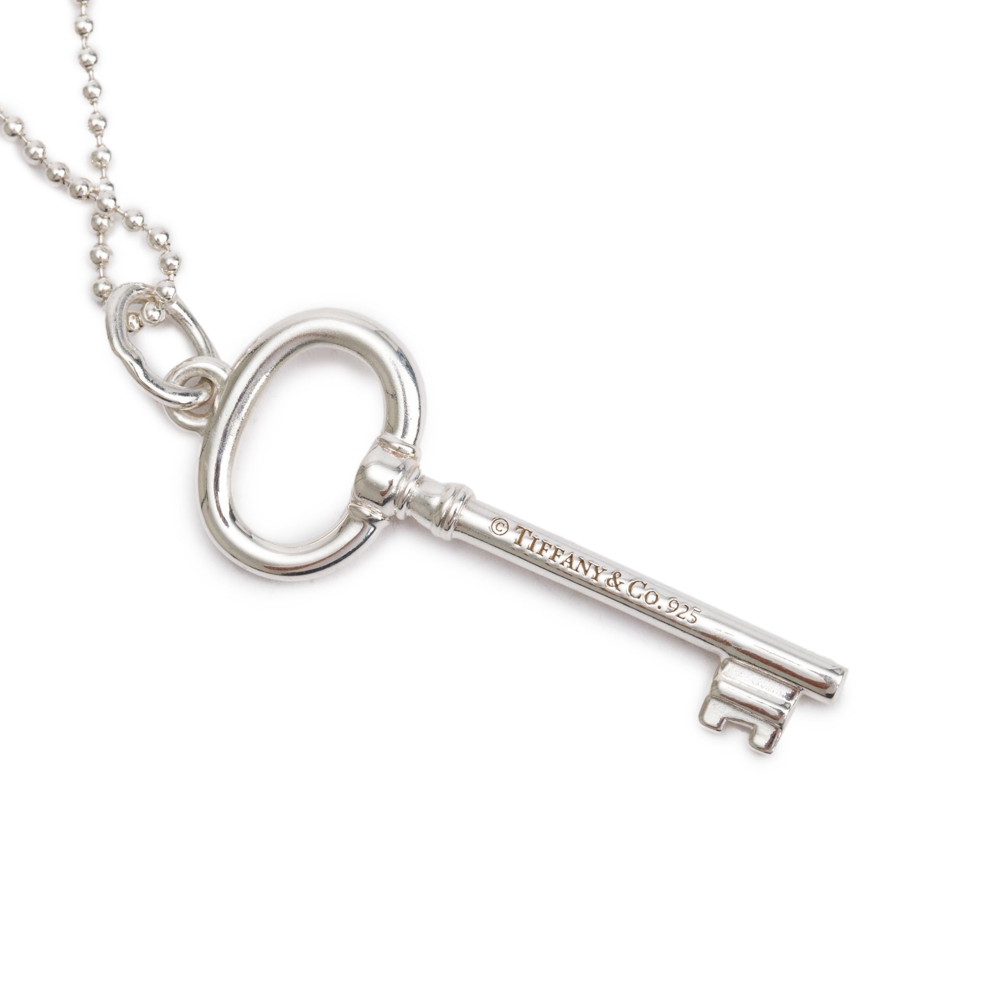 Tiffany & Co. Sterling Silver Small Oval Key Pendant Necklace