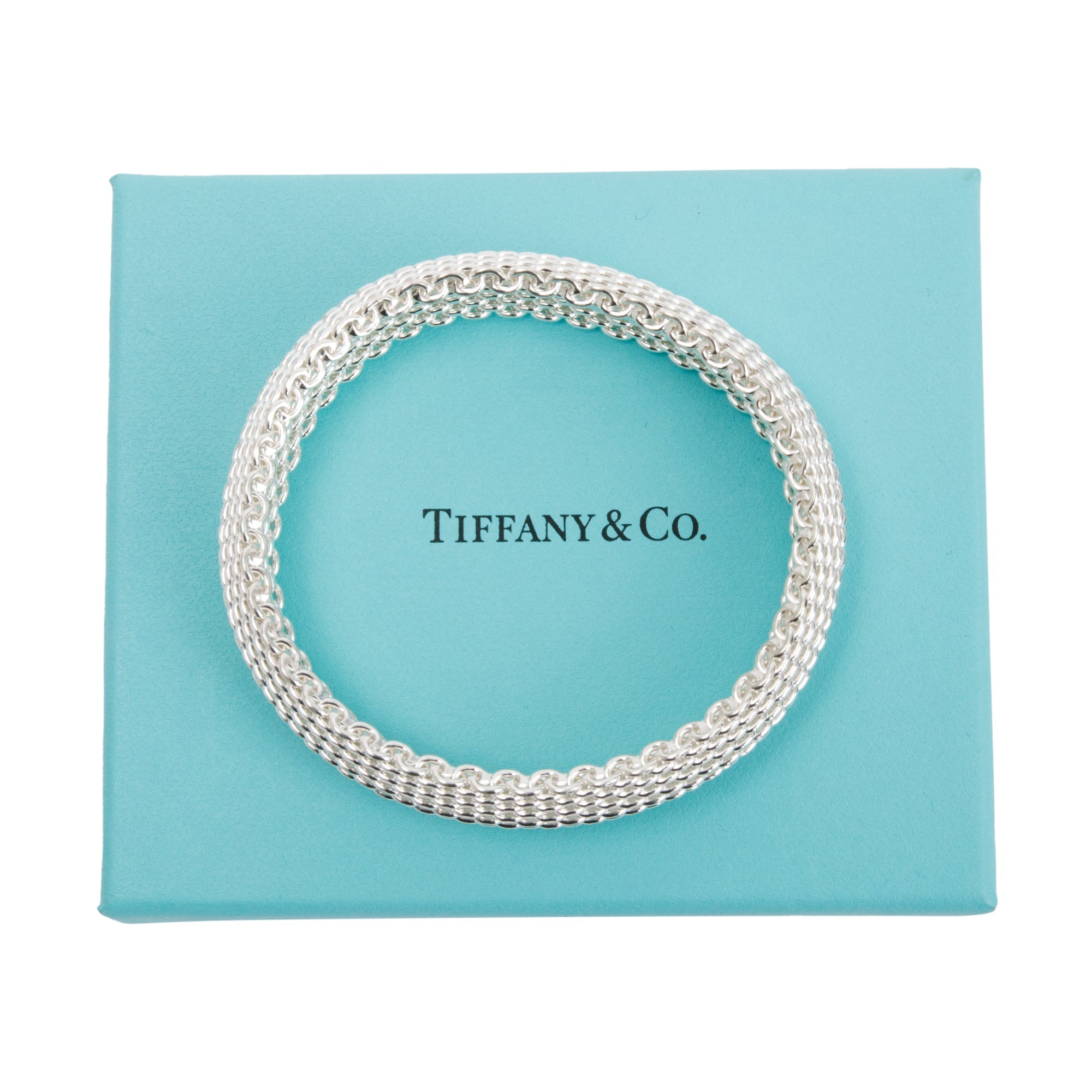 Tiffany & Co. Sterling Silver Somerset Bangle Bracelet w/ Box