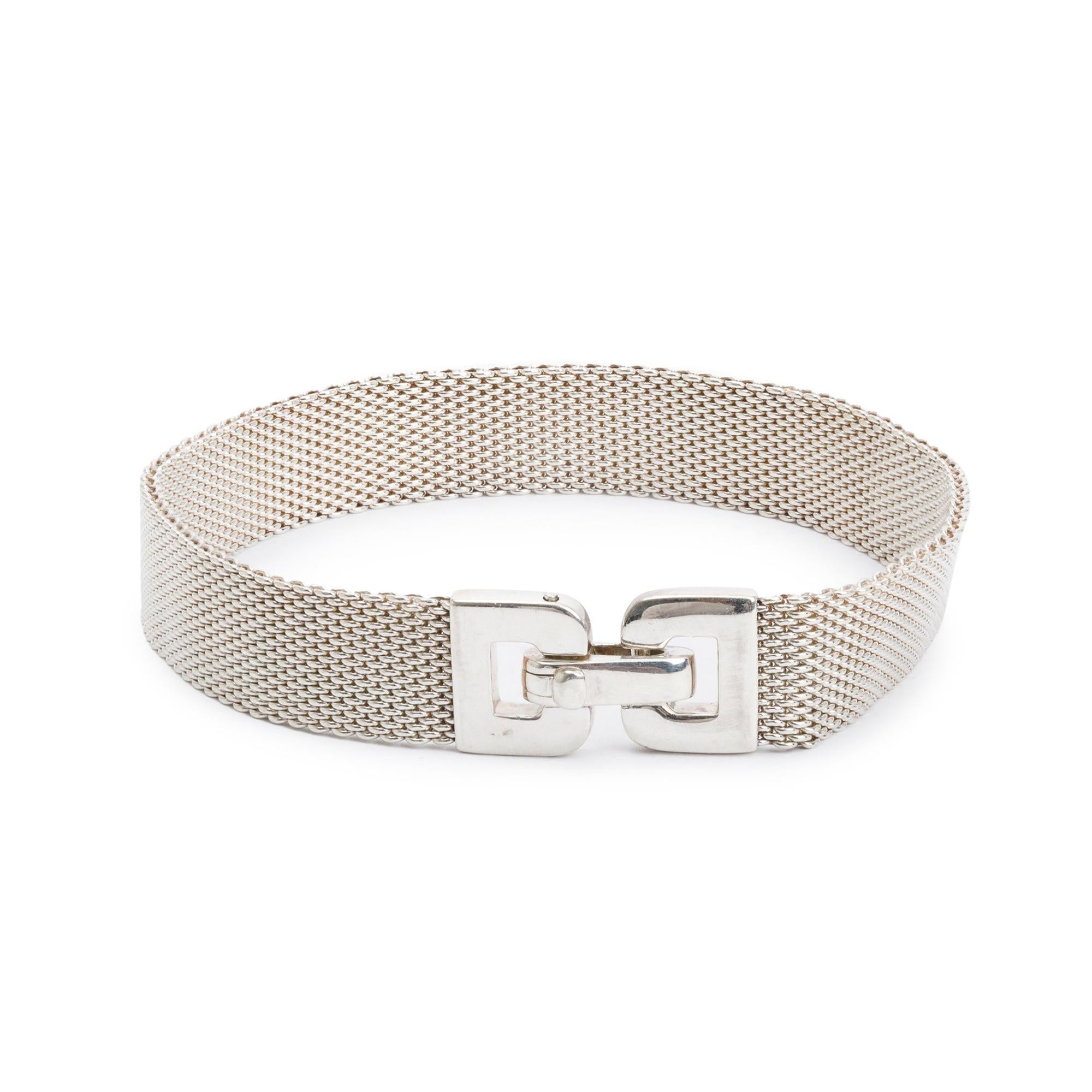 Tiffany & Co. Sterling Silver Somerset Mesh Buckle Bracelet