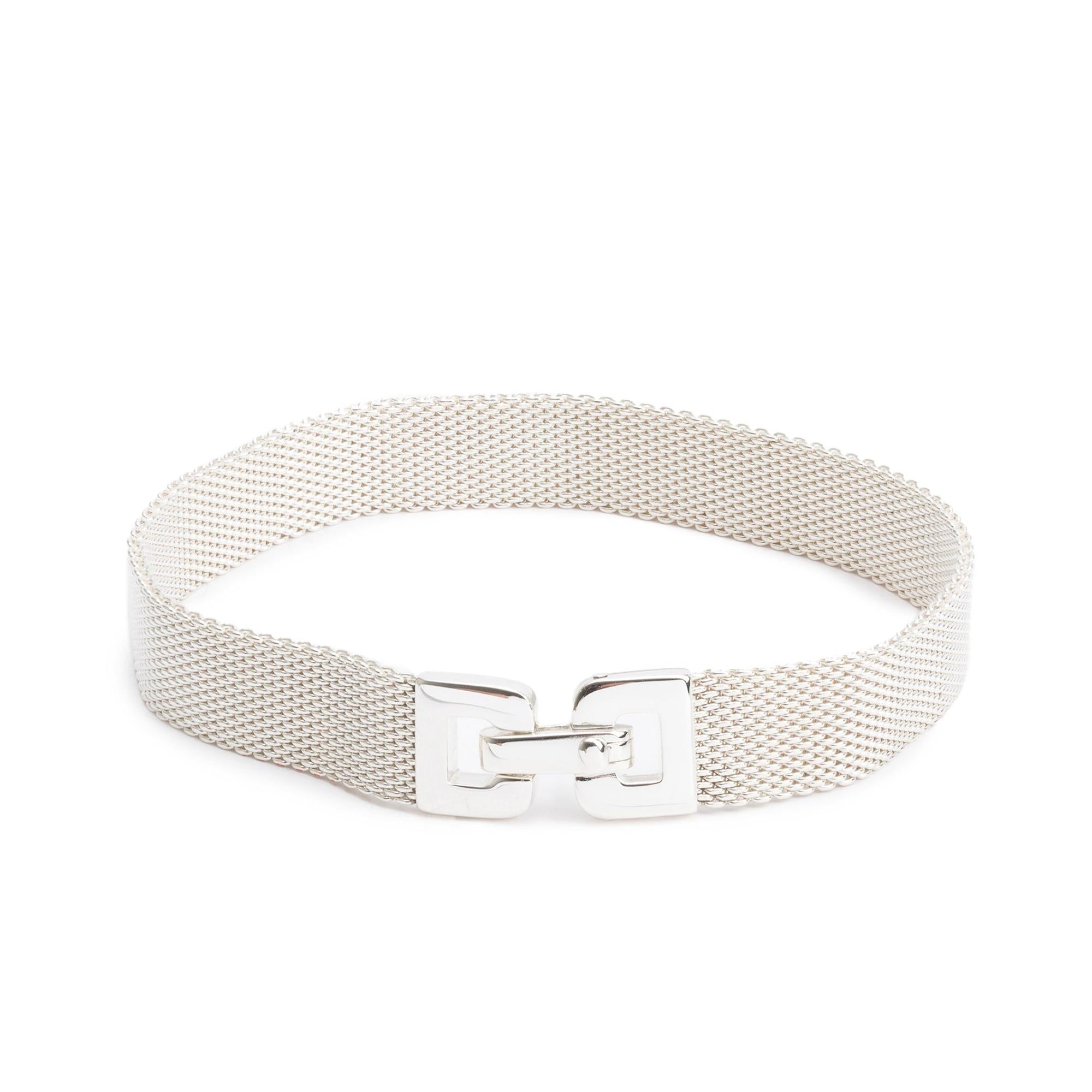 Tiffany & Co. Sterling Silver Somerset Mesh Buckle Bracelet