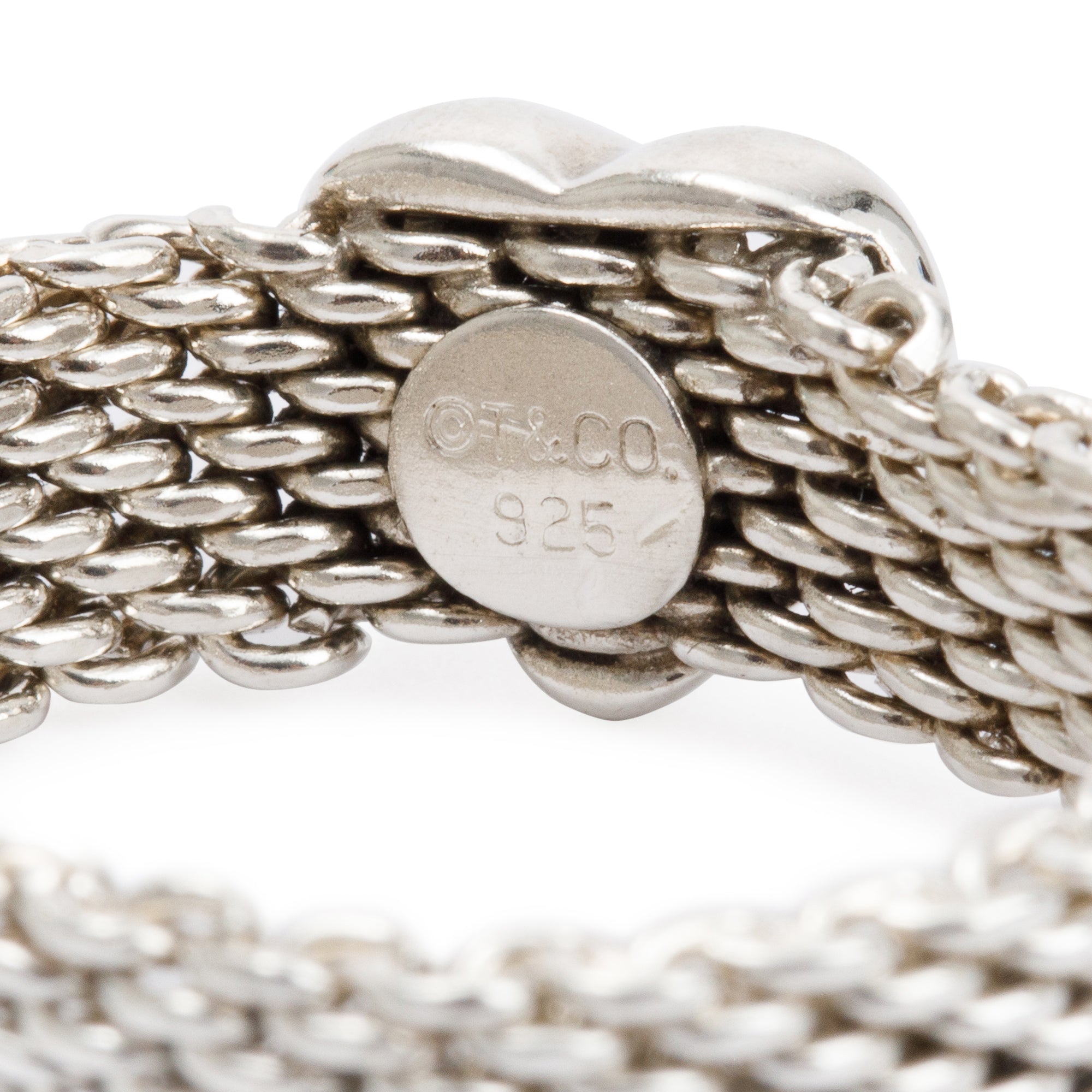 Tiffany & Co. Sterling Silver Somerset Mesh Heart Ring, Size 9.5