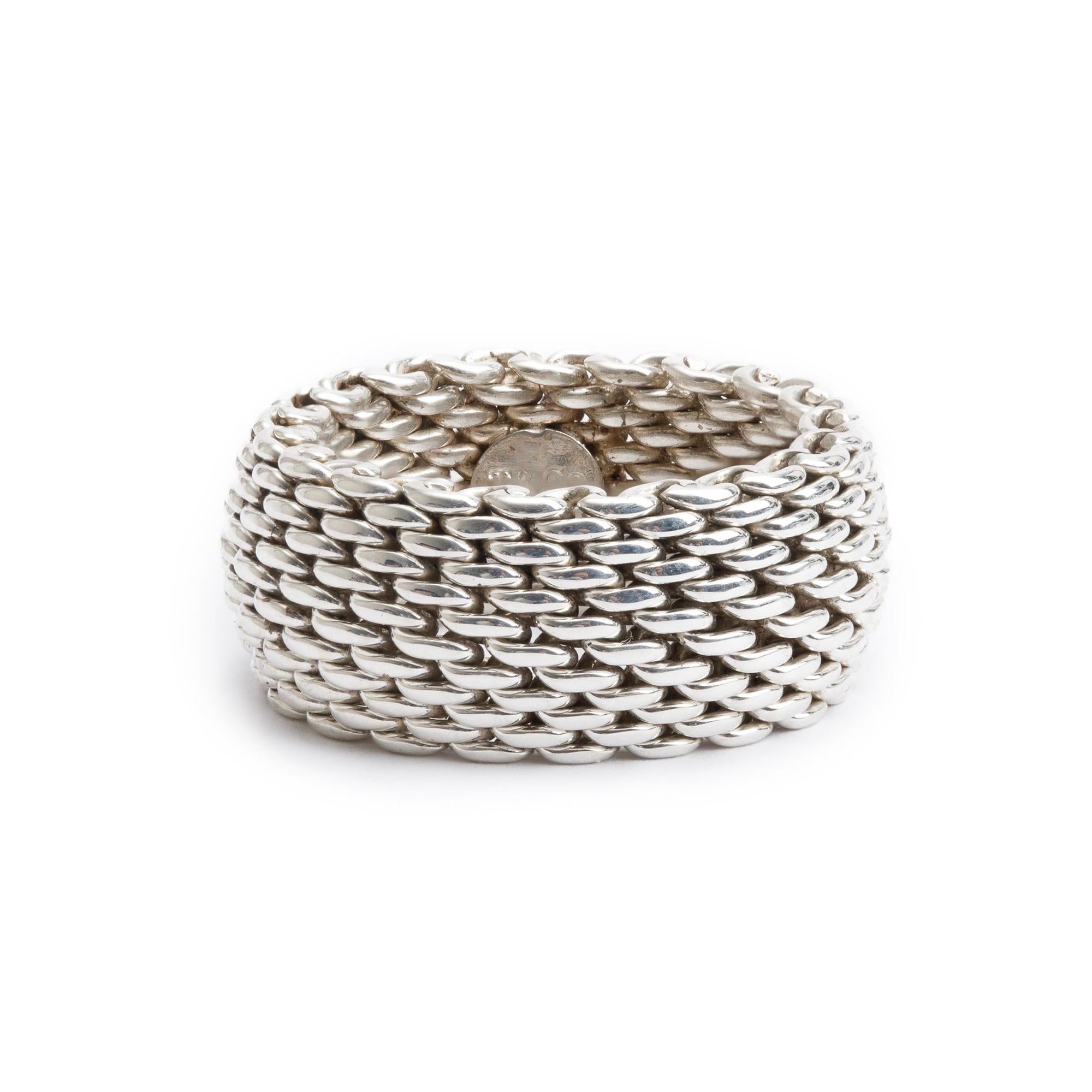 Tiffany & Co. Sterling Silver Somerset Mesh Ring, Size 6.5