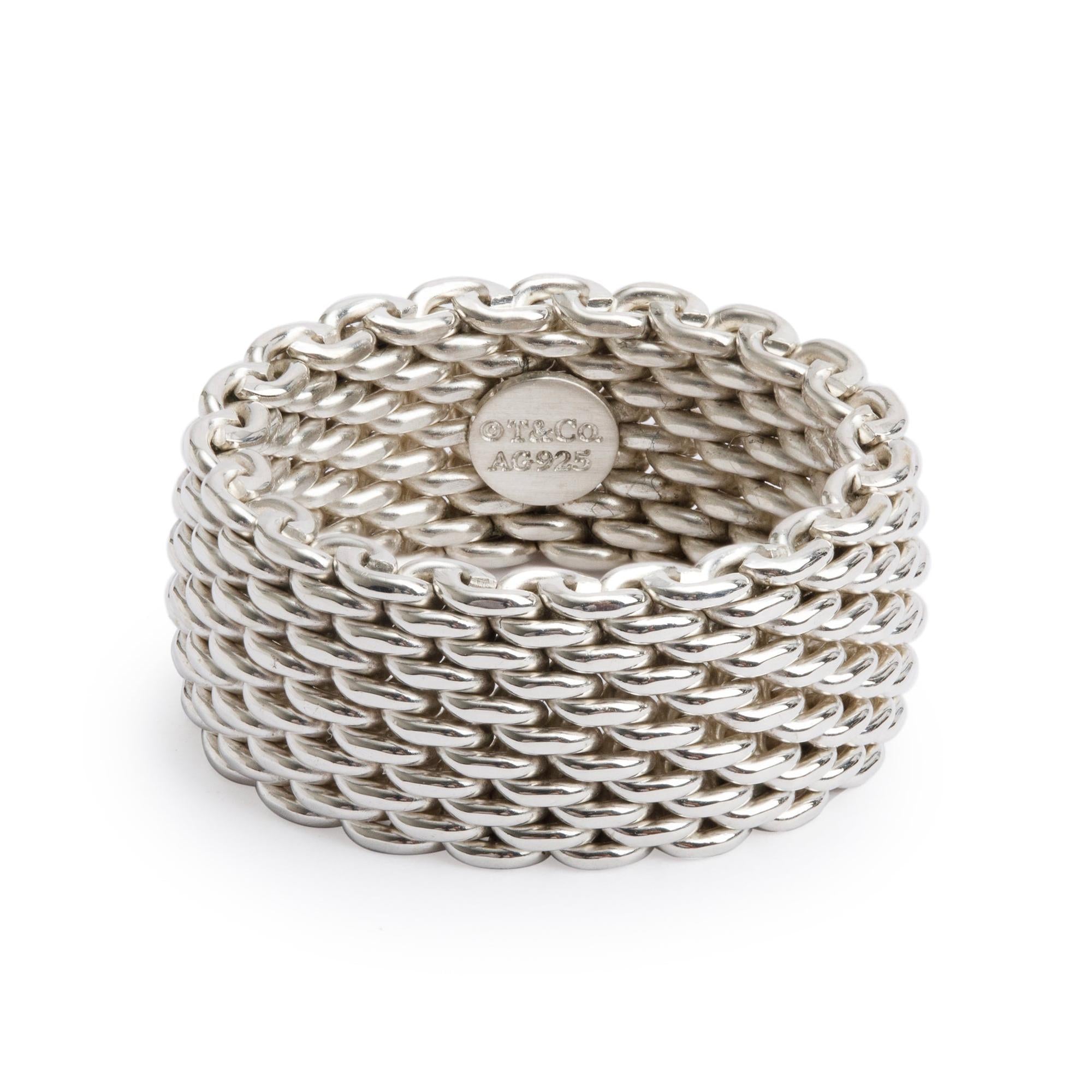Tiffany & Co. Sterling Silver Somerset Mesh Ring, Size 6.5
