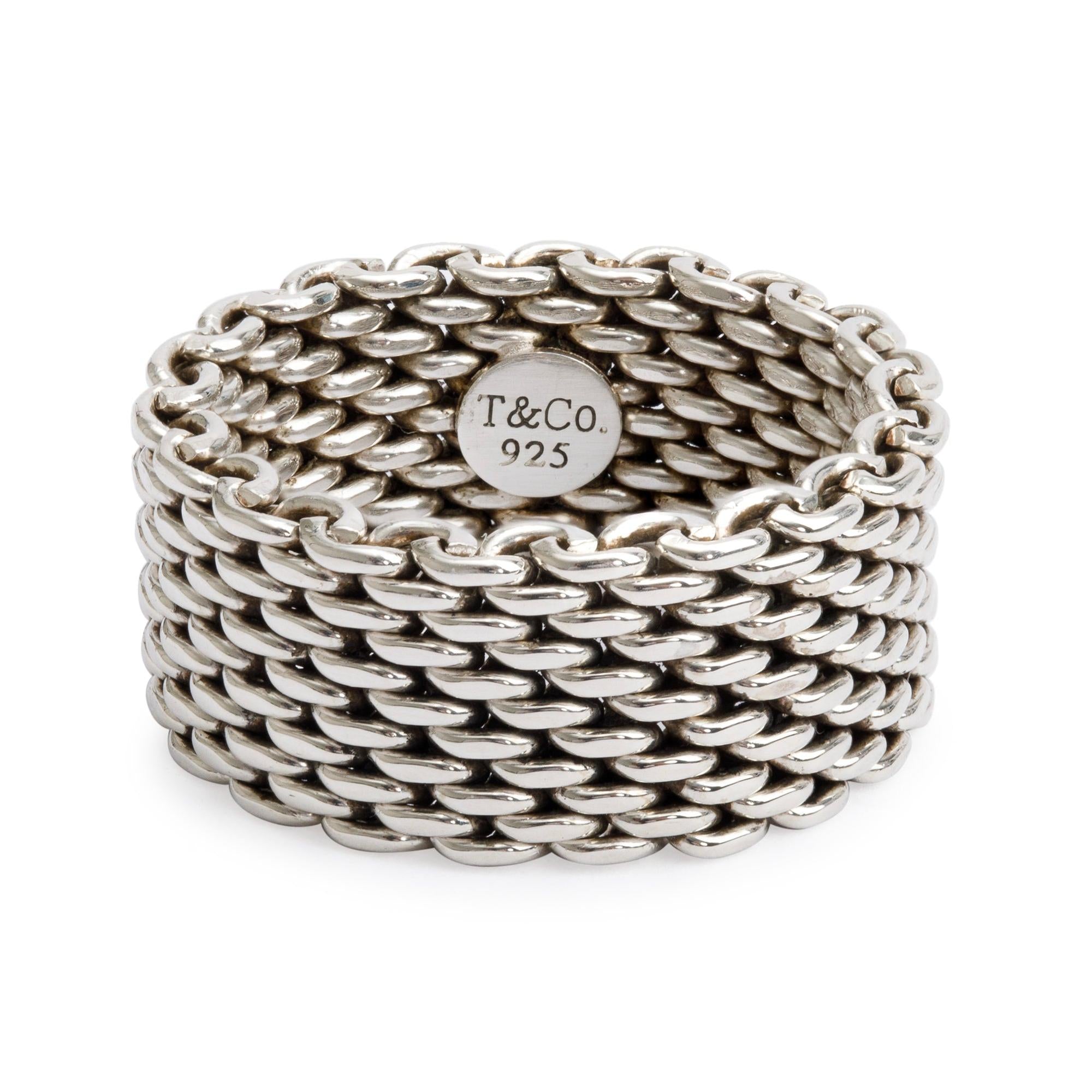Tiffany & Co. Sterling Silver Somerset Mesh Ring, Size 7.5
