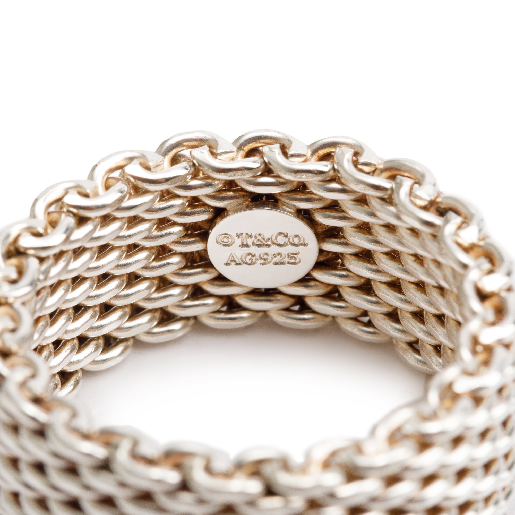 Tiffany & Co. Sterling Silver Somerset Mesh Ring, Size 7.75
