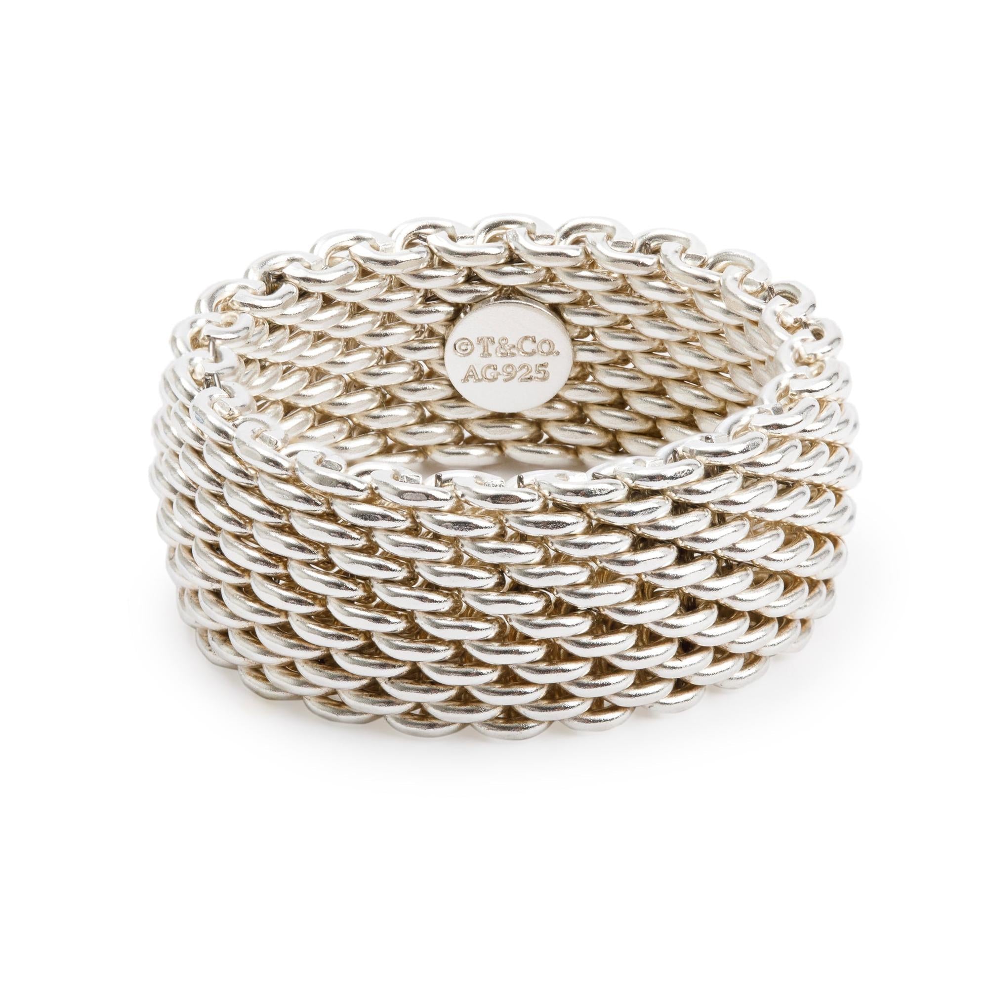Tiffany & Co. Sterling Silver Somerset Mesh Ring, Size 8.5