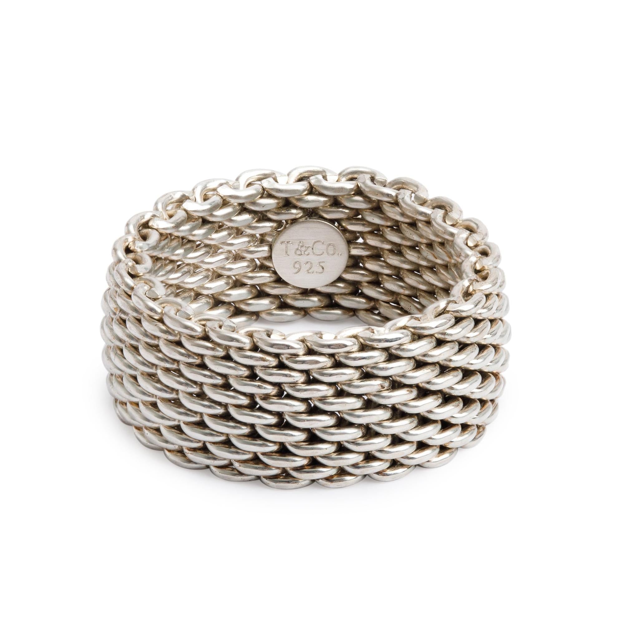 Tiffany & Co. Sterling Silver Somerset Mesh Ring, Size 8.5