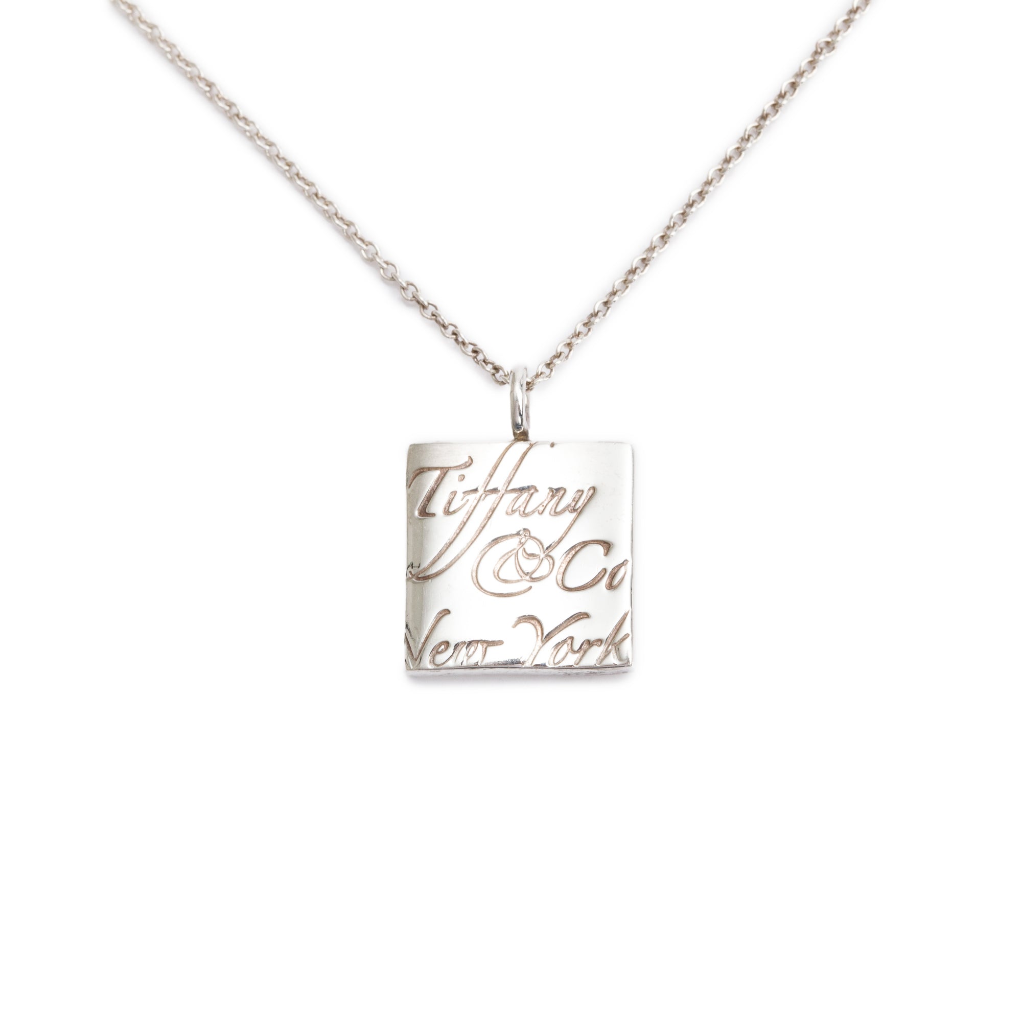Tiffany & Co. Sterling Silver Square Notes Pendant Necklace