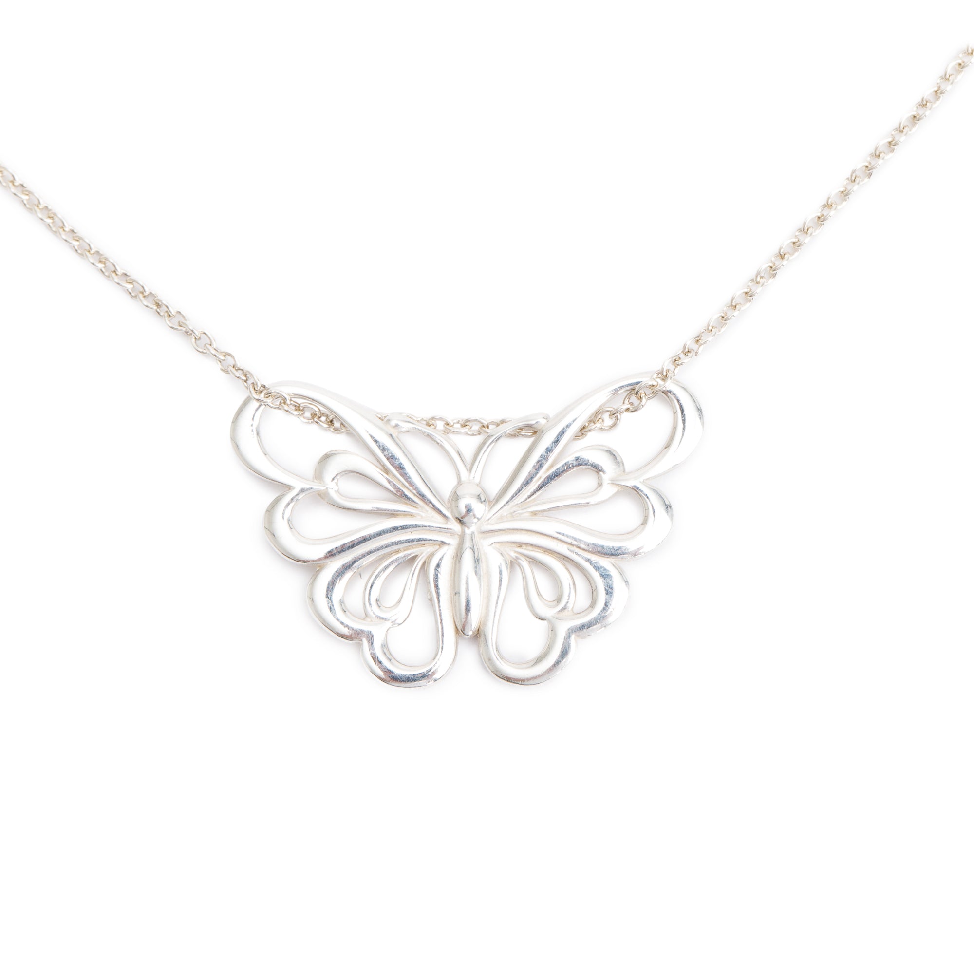 Tiffany & Co. Sterling Silver Stencil Butterfly Pendant Necklace