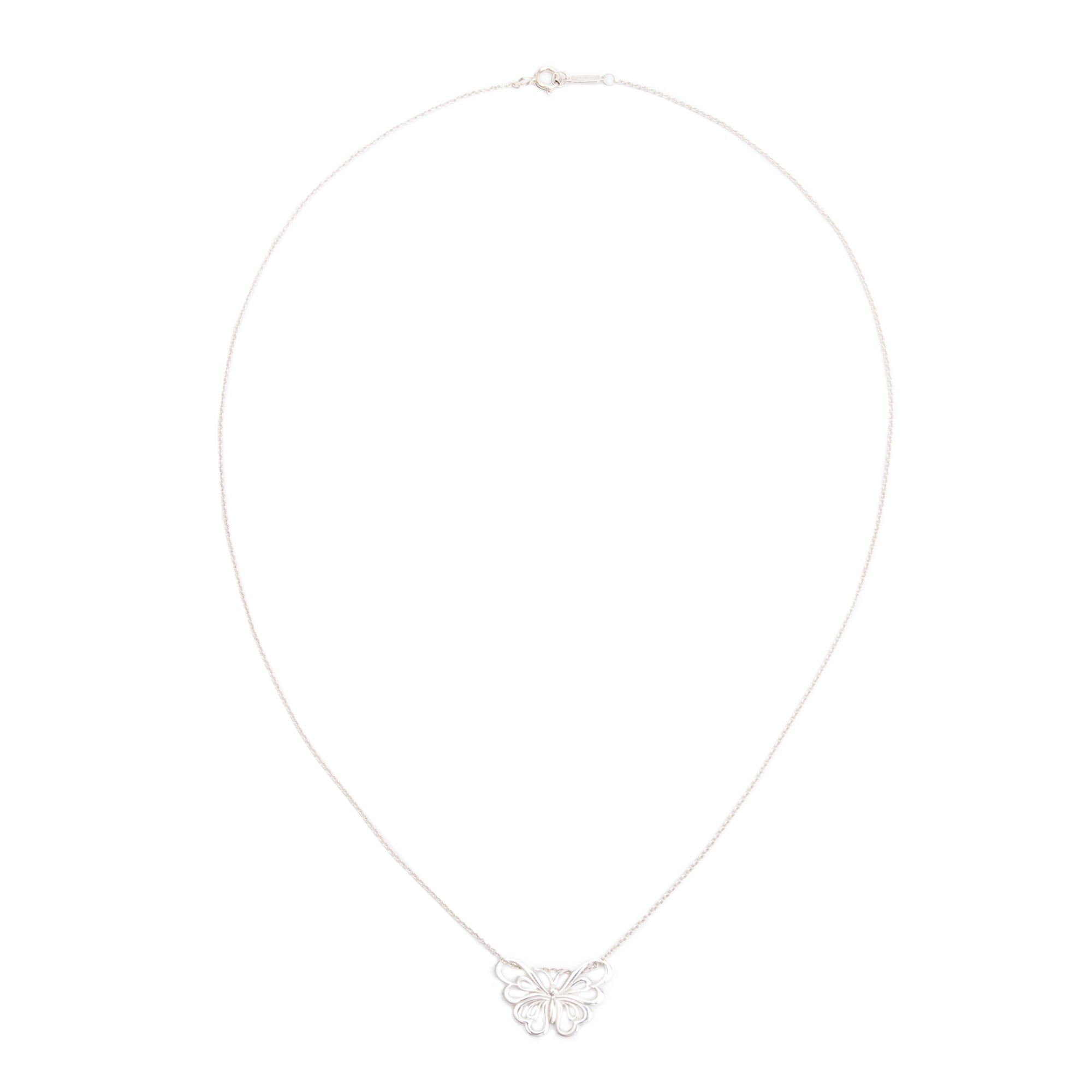 Tiffany & Co. Sterling Silver Stencil Butterfly Pendant Necklace