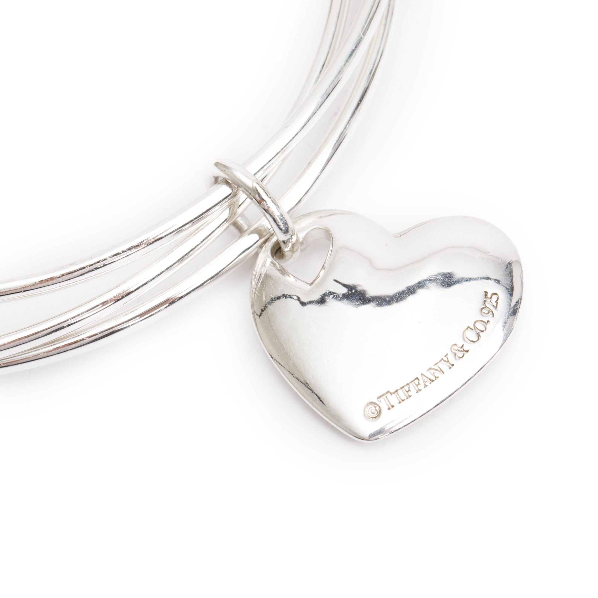 Tiffany & Co. Sterling Silver Stencil Heart Triple Bangle Bracelet