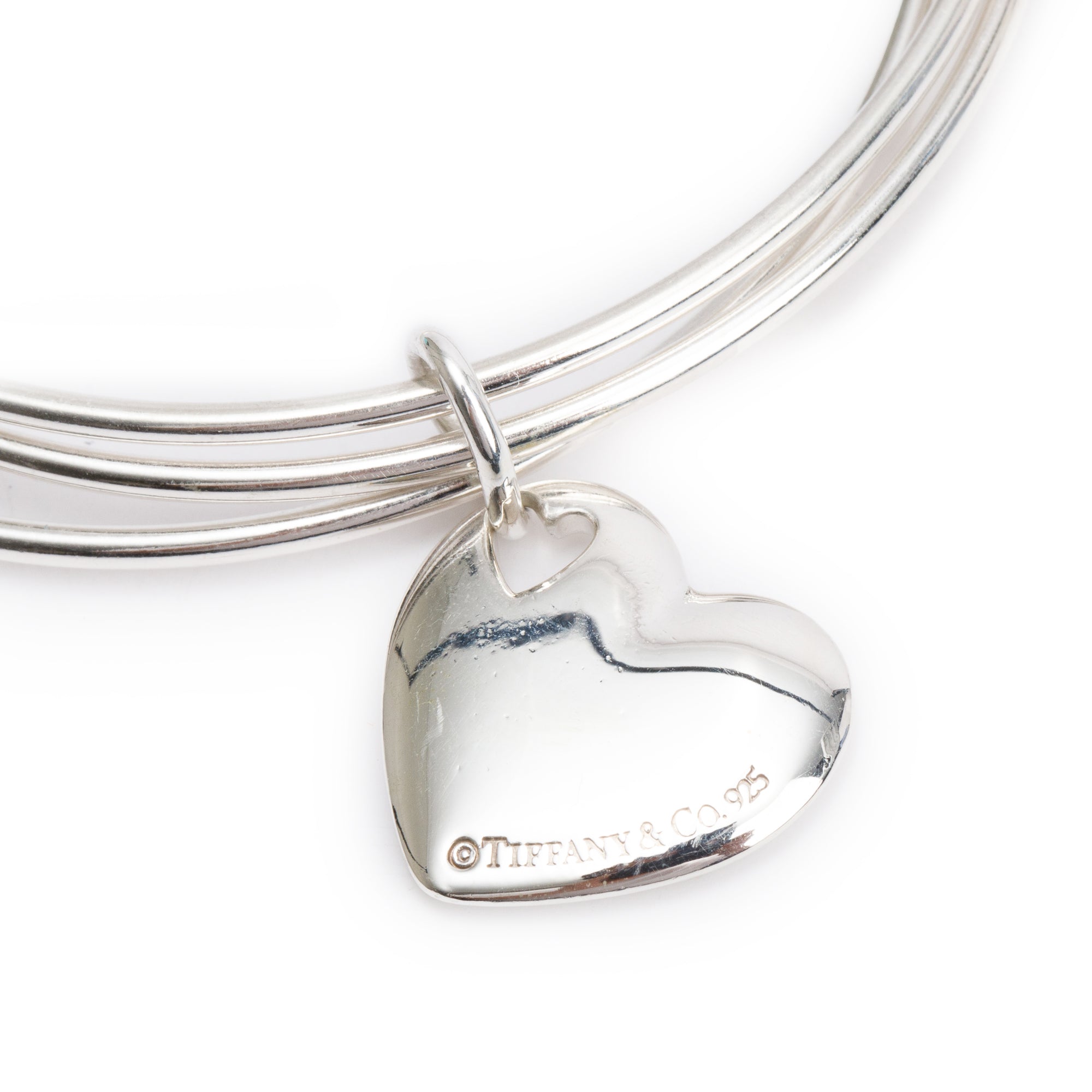 Tiffany & Co. Sterling Silver Stencil Heart Triple Bangle Bracelet