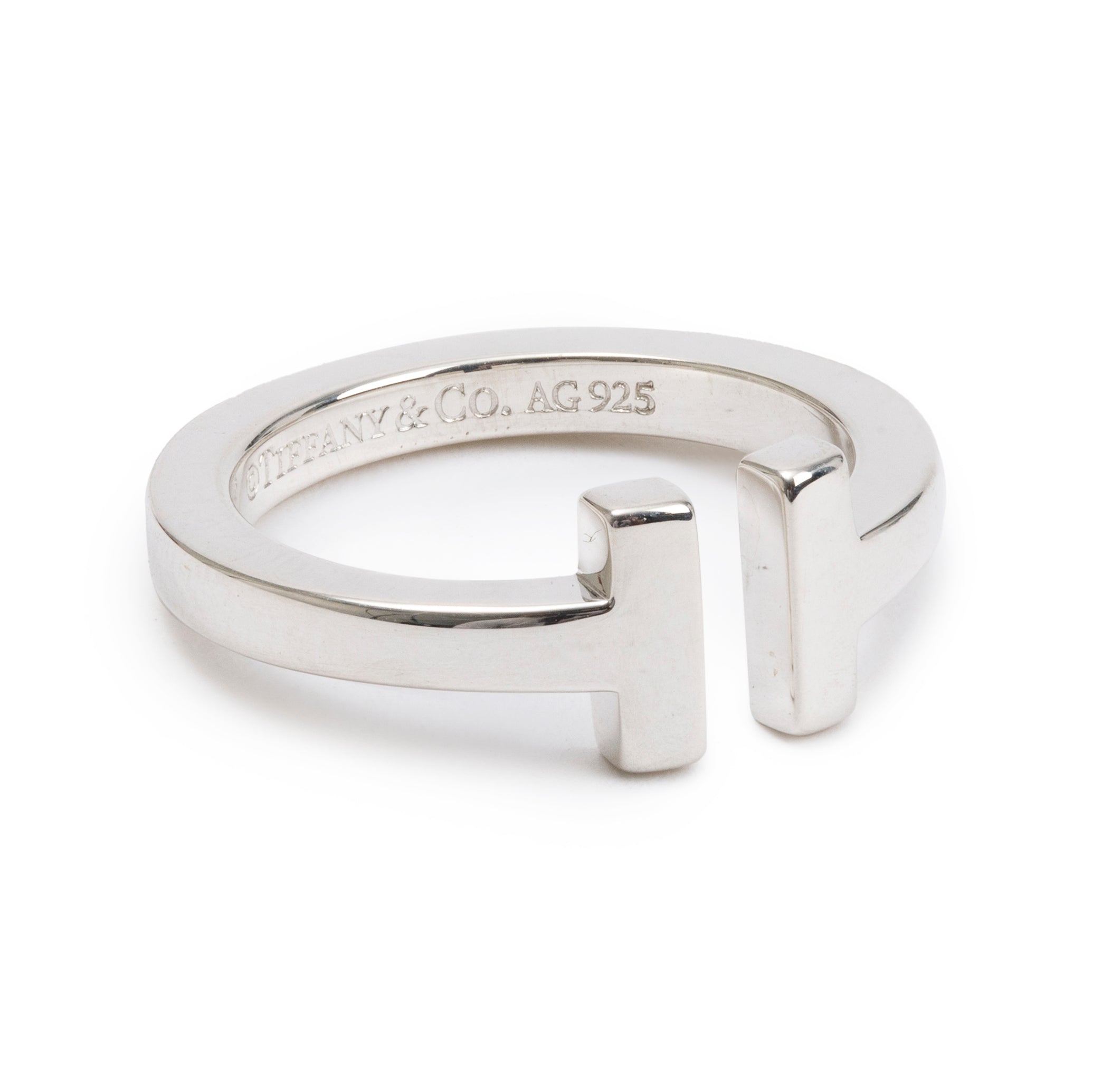 Tiffany & Co. Sterling Silver T Square Ring, Size 6.5 w/ Box