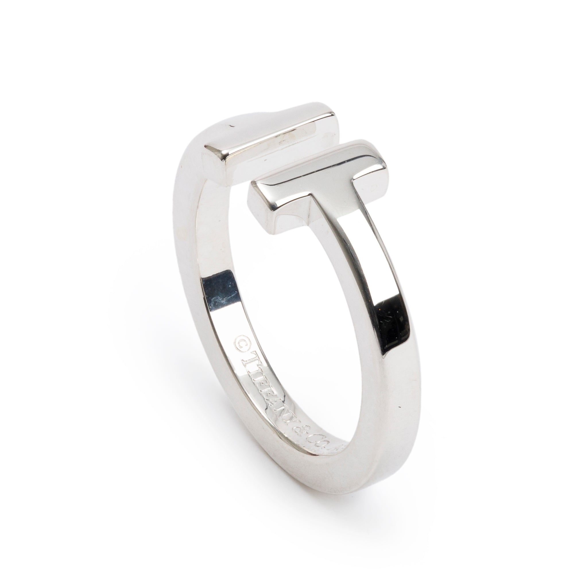 Tiffany & Co. Sterling Silver T Square Ring, Size 6.5 w/ Box