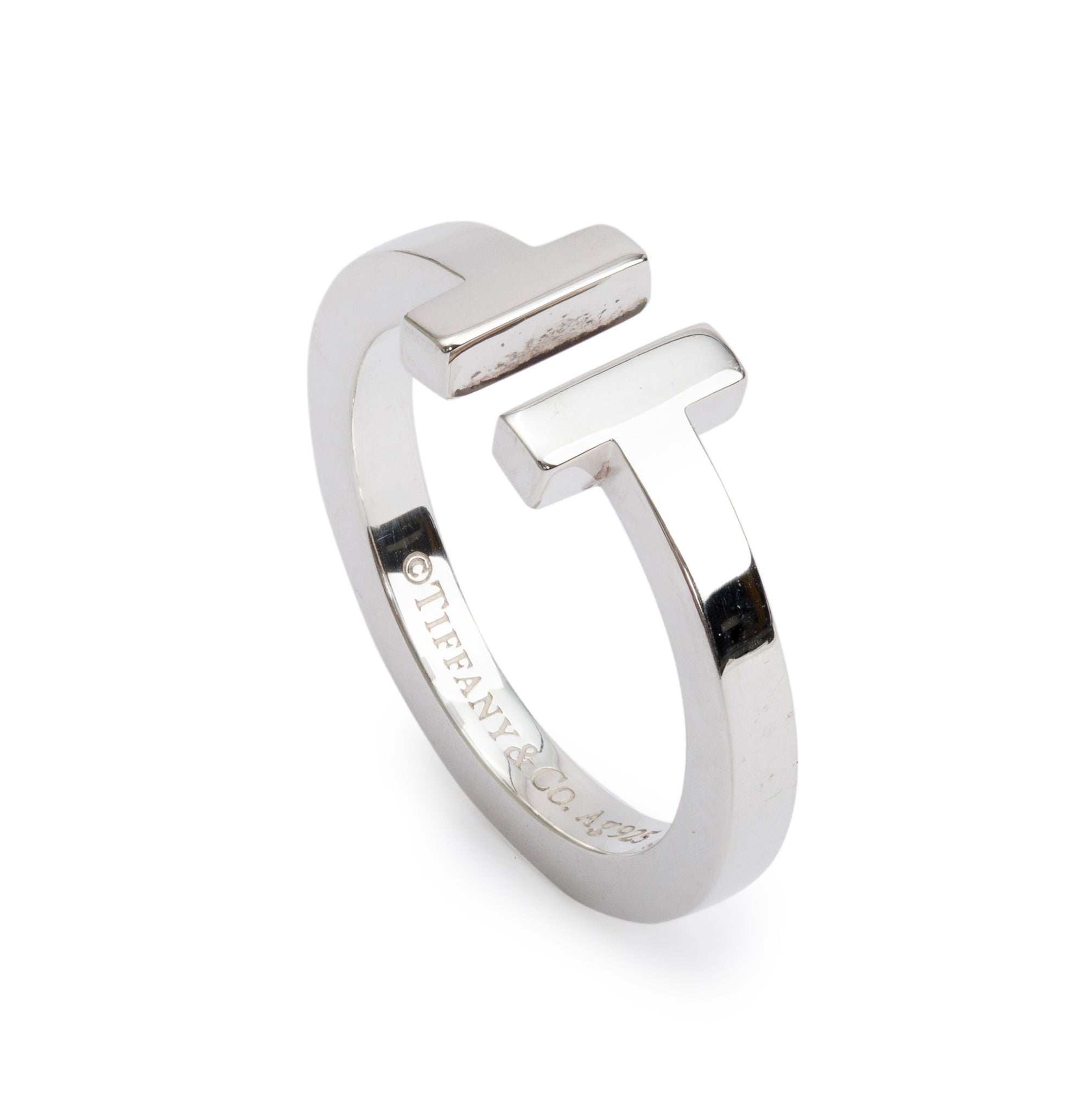 Tiffany & Co. Sterling Silver T Square Ring, Size 7.5