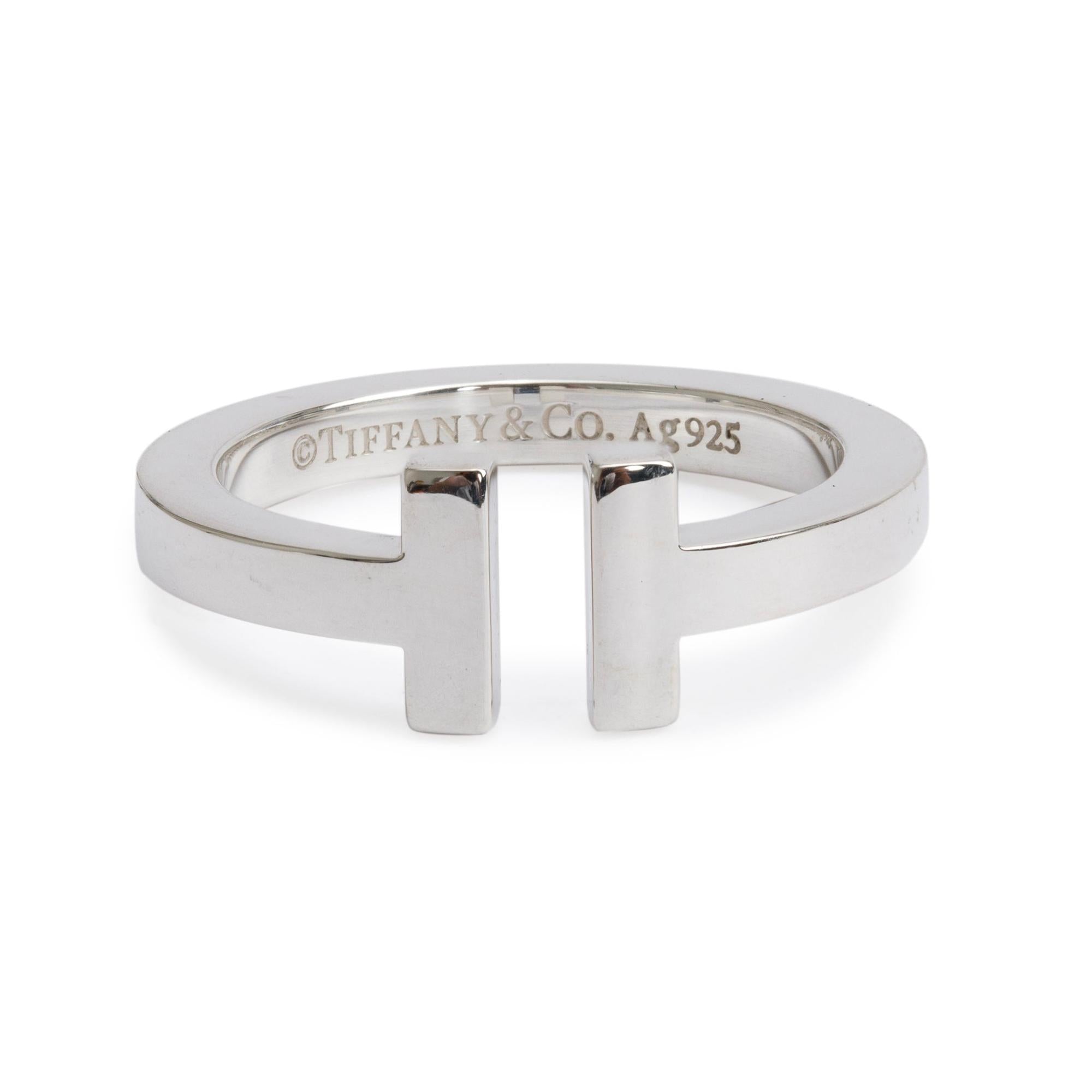 Tiffany & Co. Sterling Silver T Square Ring, Size 7.5