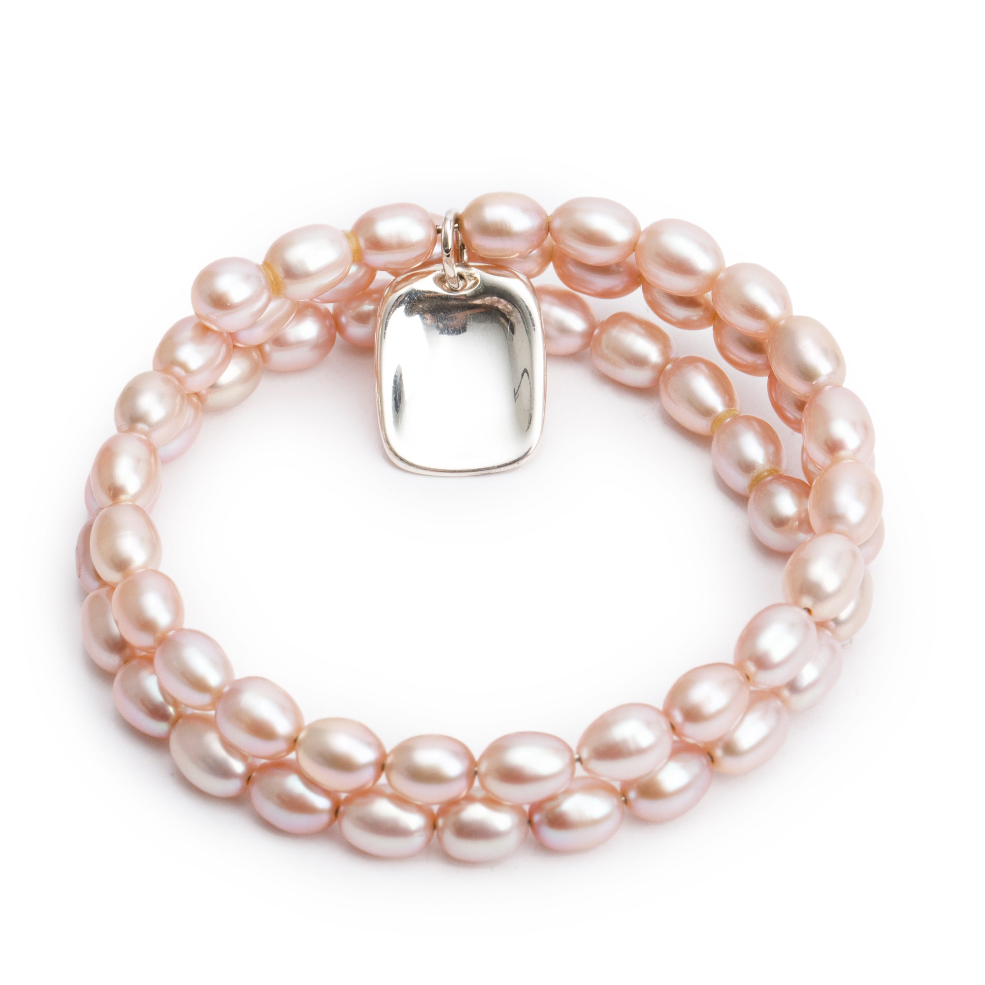 Tiffany & Co. Sterling Silver Tag Pearl Wrap Bracelet