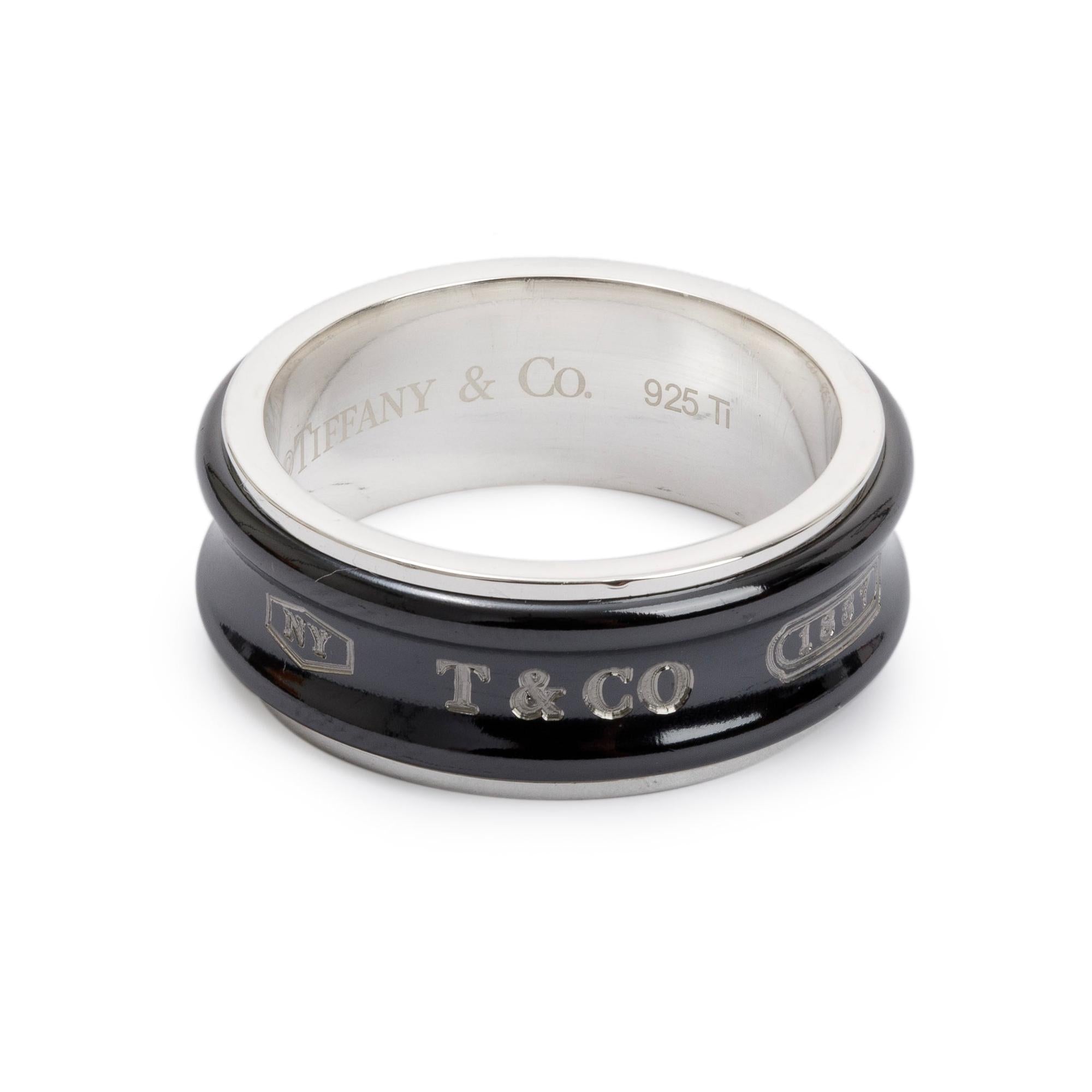 Tiffany & Co. Sterling Silver & Titanium 1837 Band Ring, Size 9