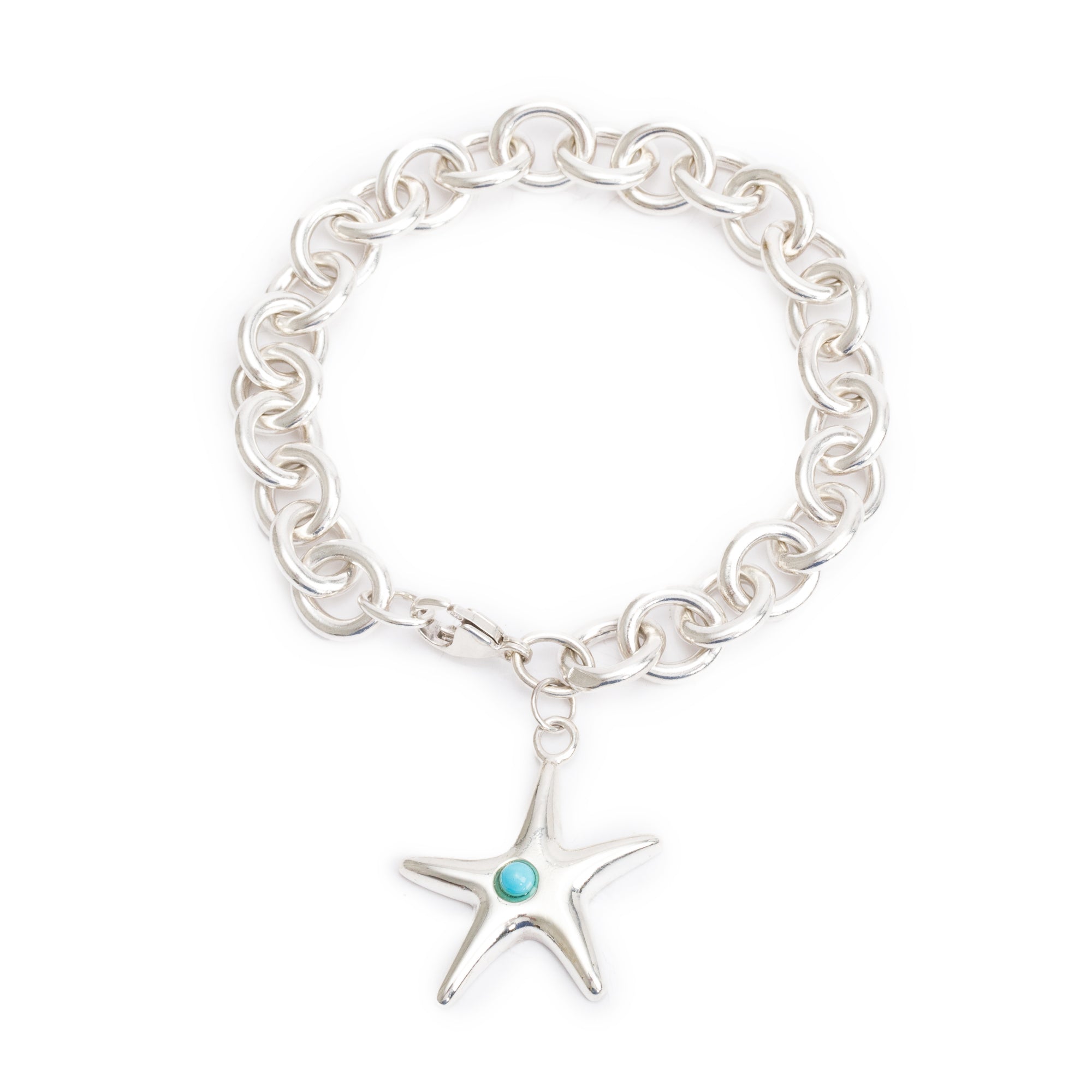 Tiffany & Co. Sterling Silver Turquoise Starfish Charm Bracelet