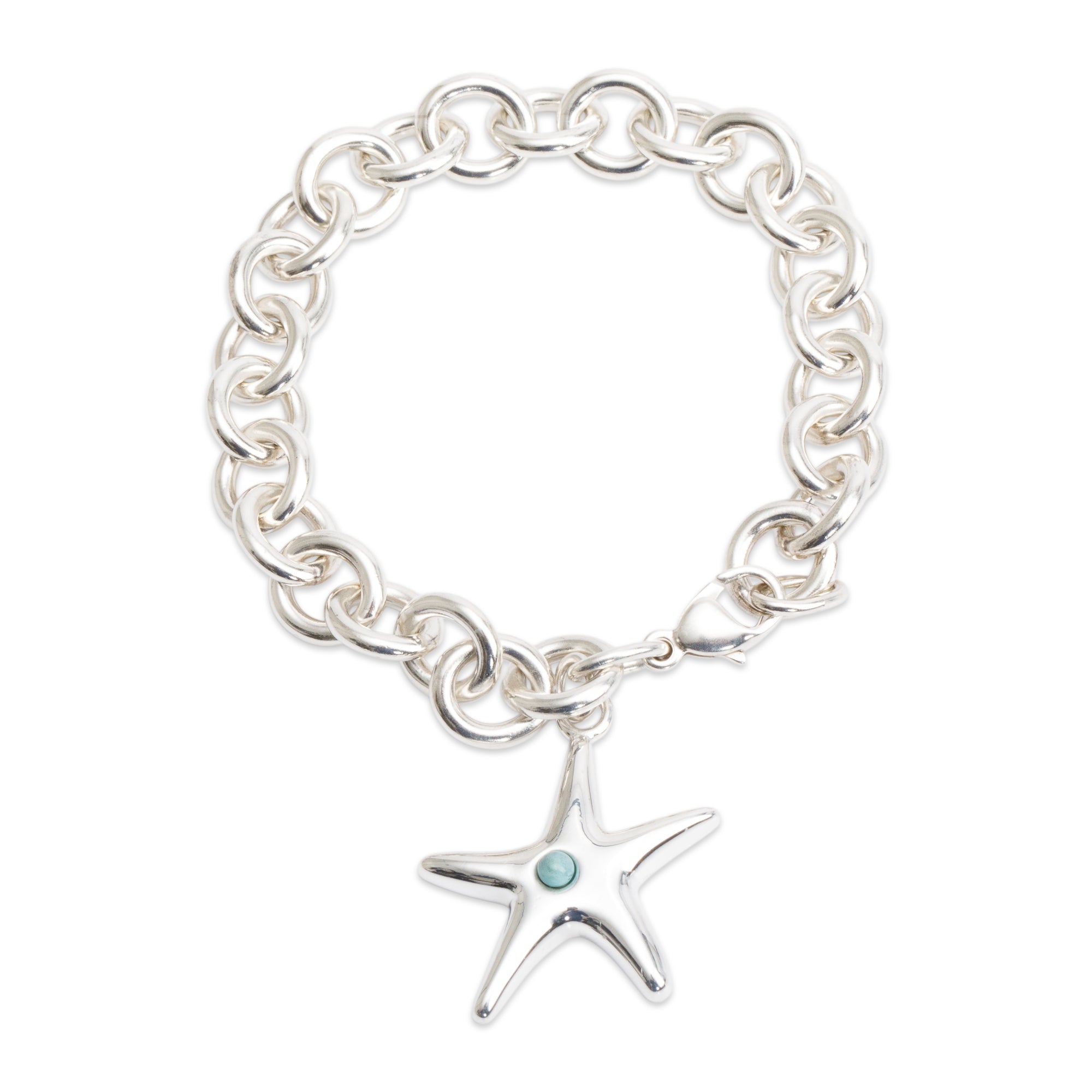 Tiffany & Co. Sterling Silver Turquoise Starfish Charm Bracelet