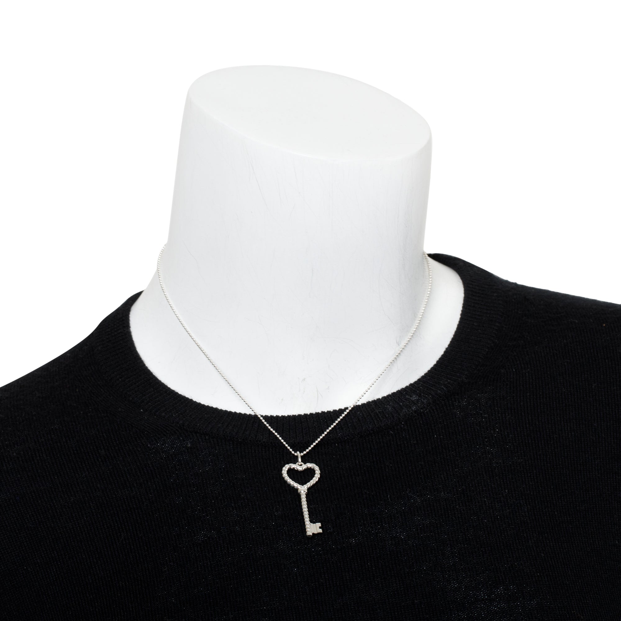 Tiffany & Co. Sterling Silver Twist Heart Key Pendant Necklace