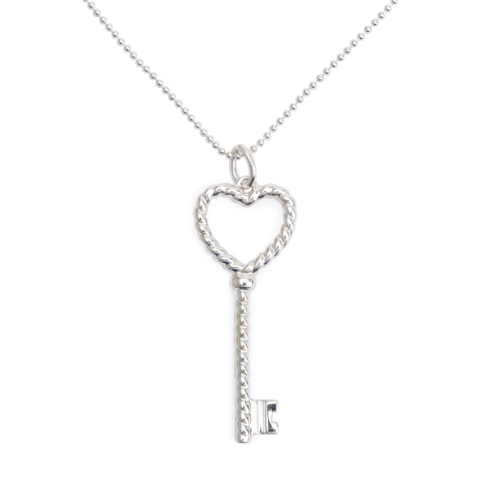 Tiffany & Co. Sterling Silver Twist Heart Key Pendant Necklace