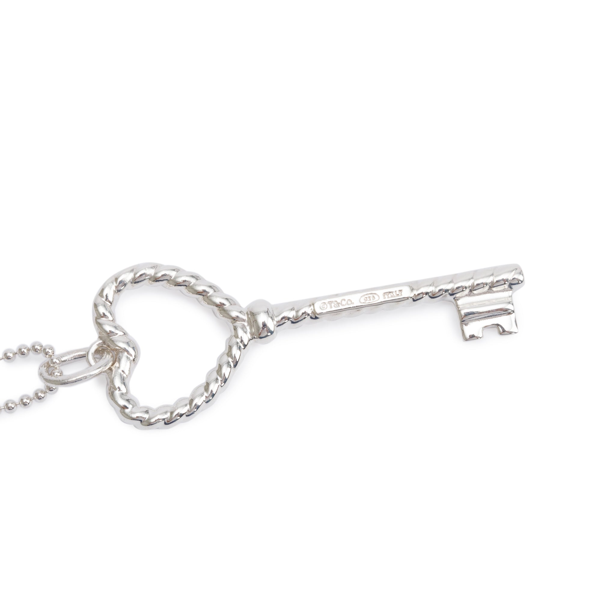 Tiffany & Co. Sterling Silver Twist Heart Key Pendant Necklace