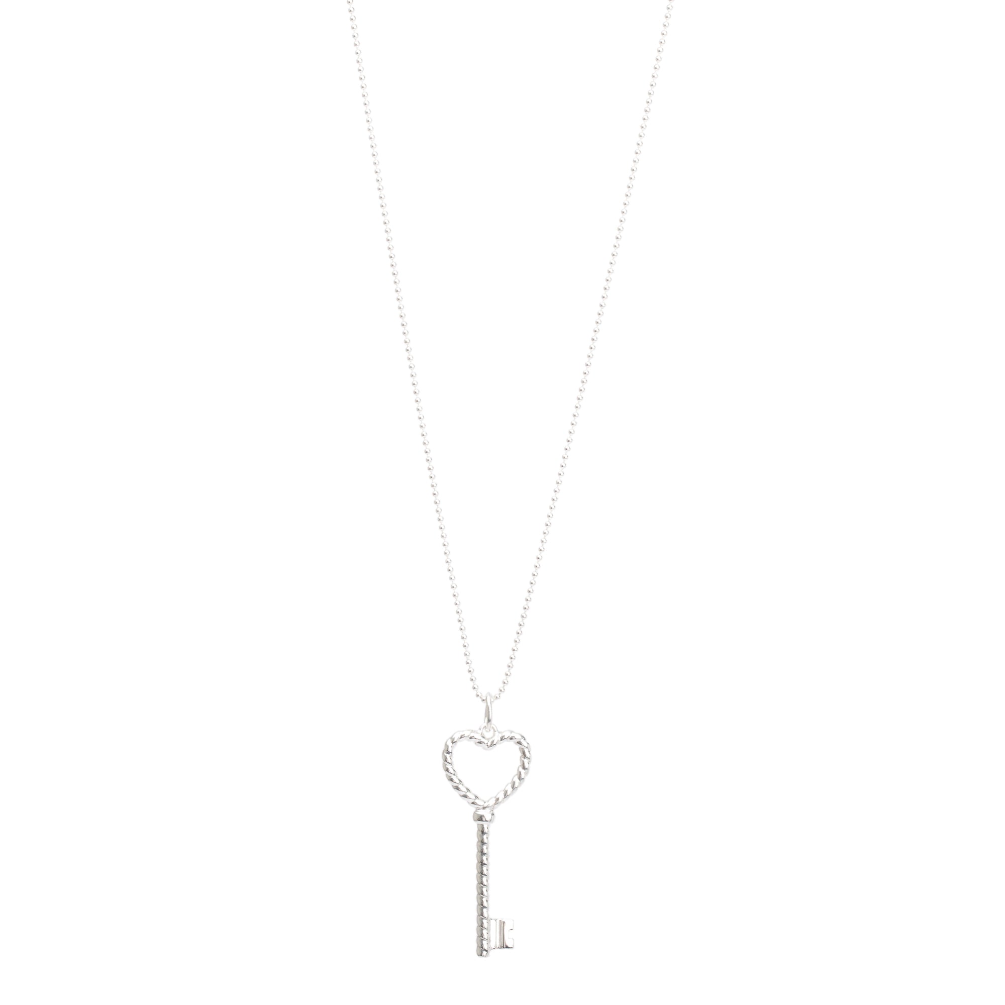 Tiffany & Co. Sterling Silver Twist Heart Key Pendant Necklace