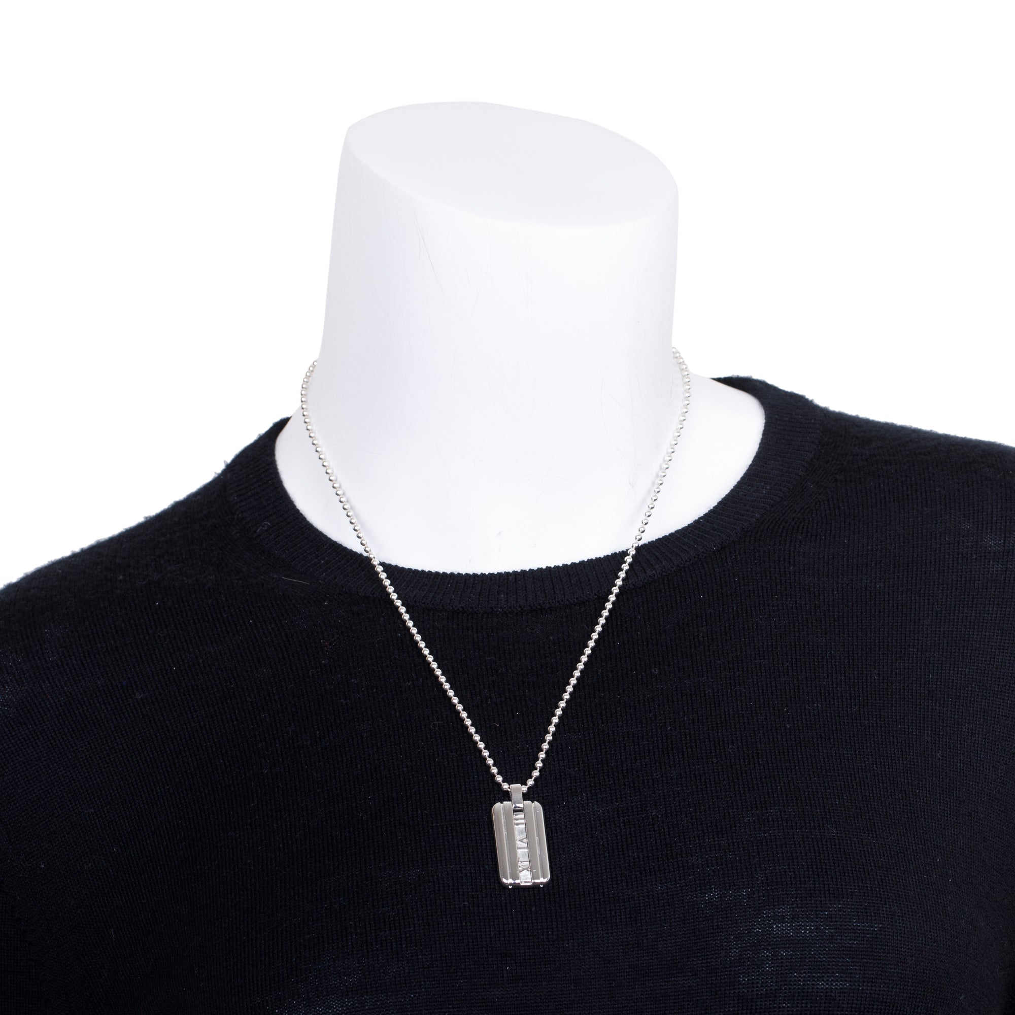 Tiffany & Co. Sterling Silver Vintage Atlas Dog Tag Pendant Necklace