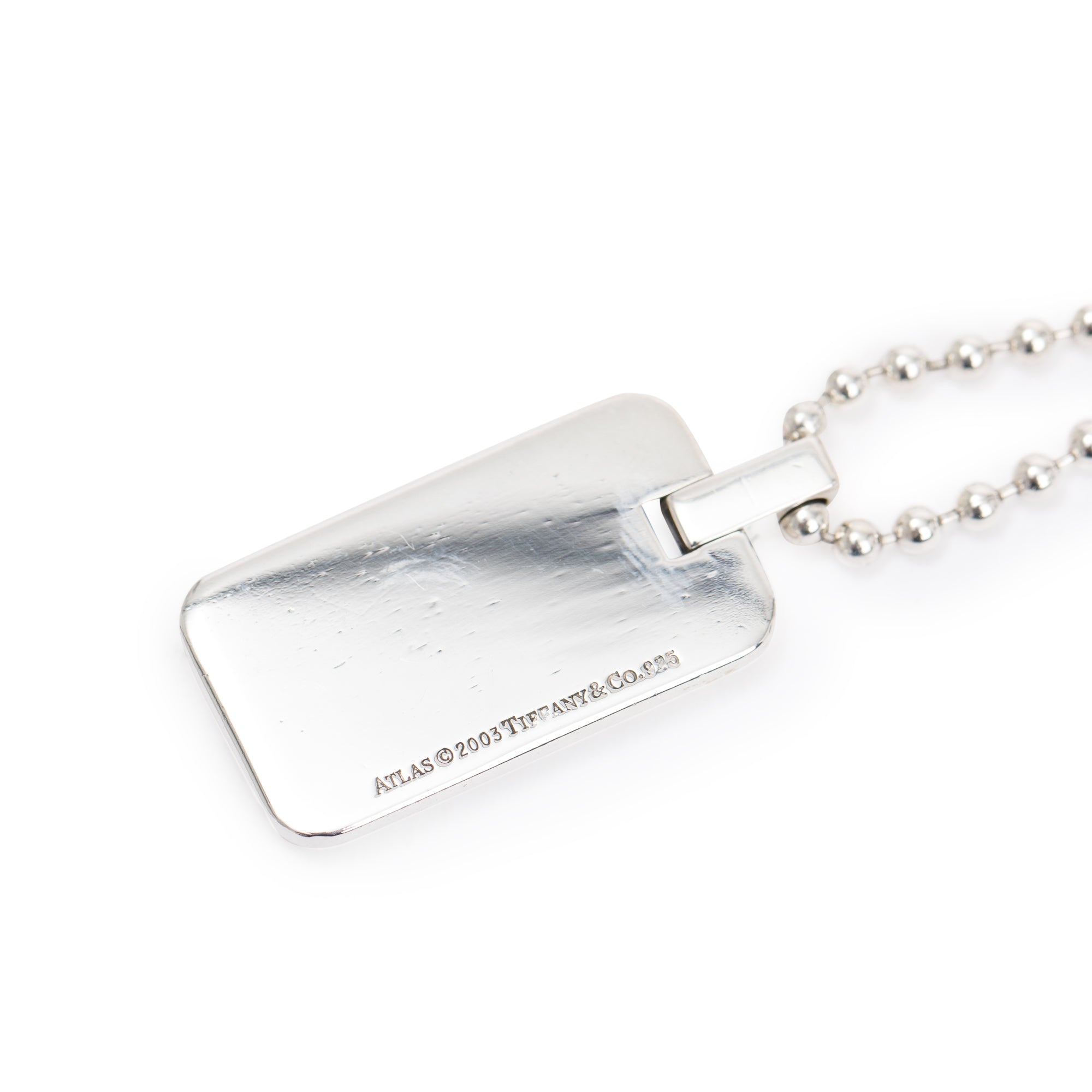 Tiffany & Co. Sterling Silver Vintage Atlas Dog Tag Pendant Necklace